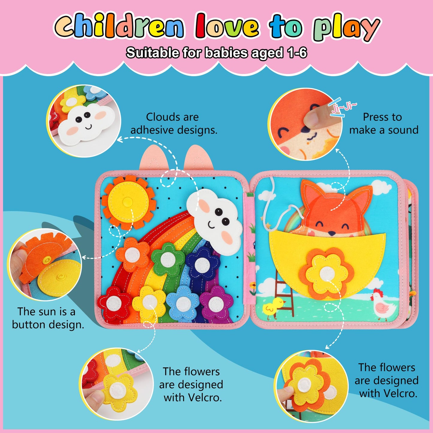 Lemrok Montessori Busy Book for Toddlers 1-3 | Bunny Adventure Learning Toy