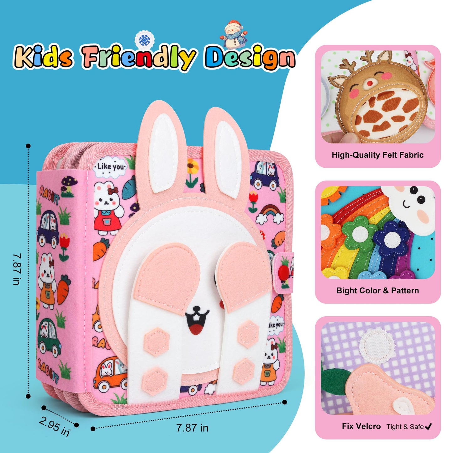 Lemrok Montessori Busy Book for Toddlers 1-3 | Bunny Adventure Learning Toy