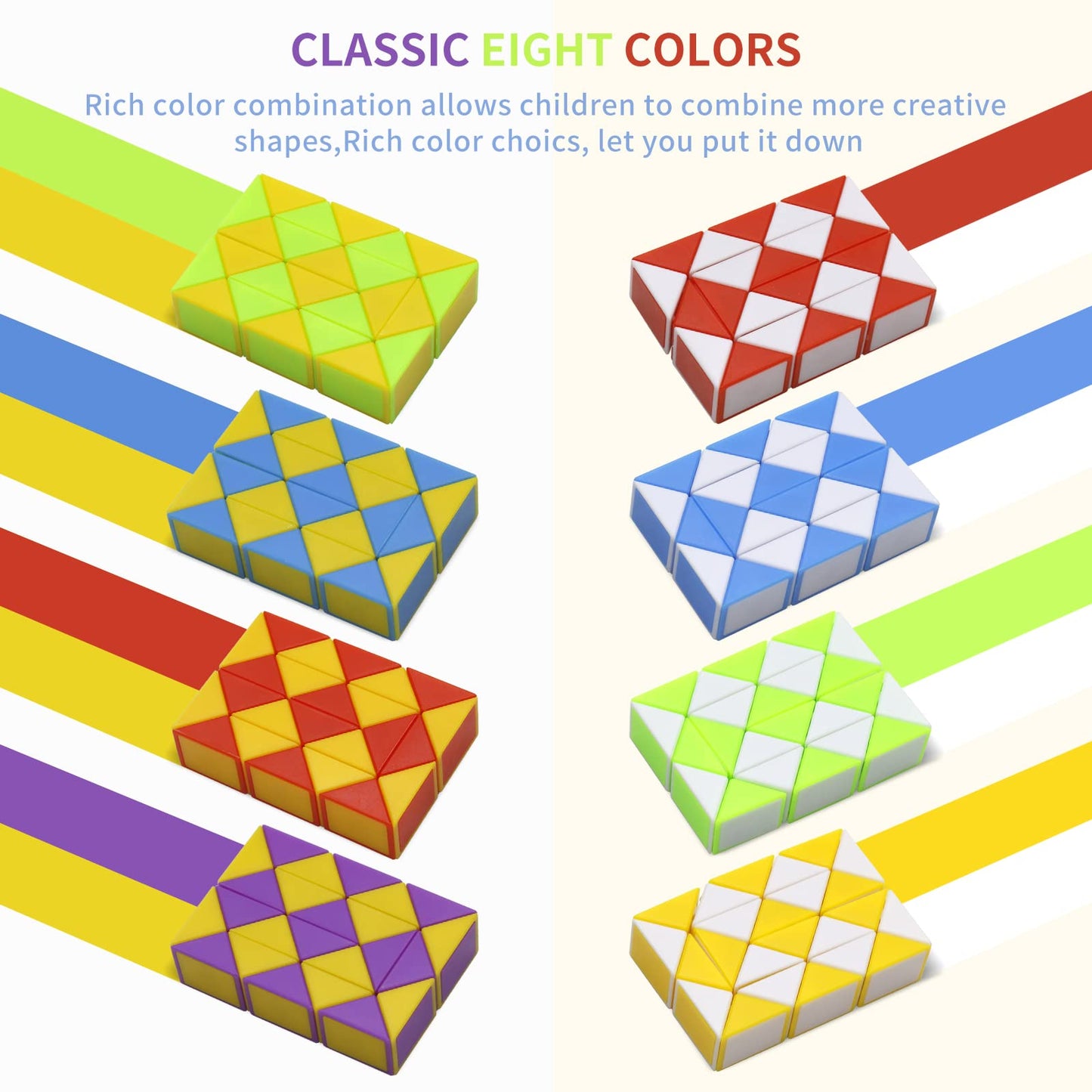 LENDOD 24 Pack Mini Fidget Snake Cubes – 24 Blocks Twist Puzzle Toys
