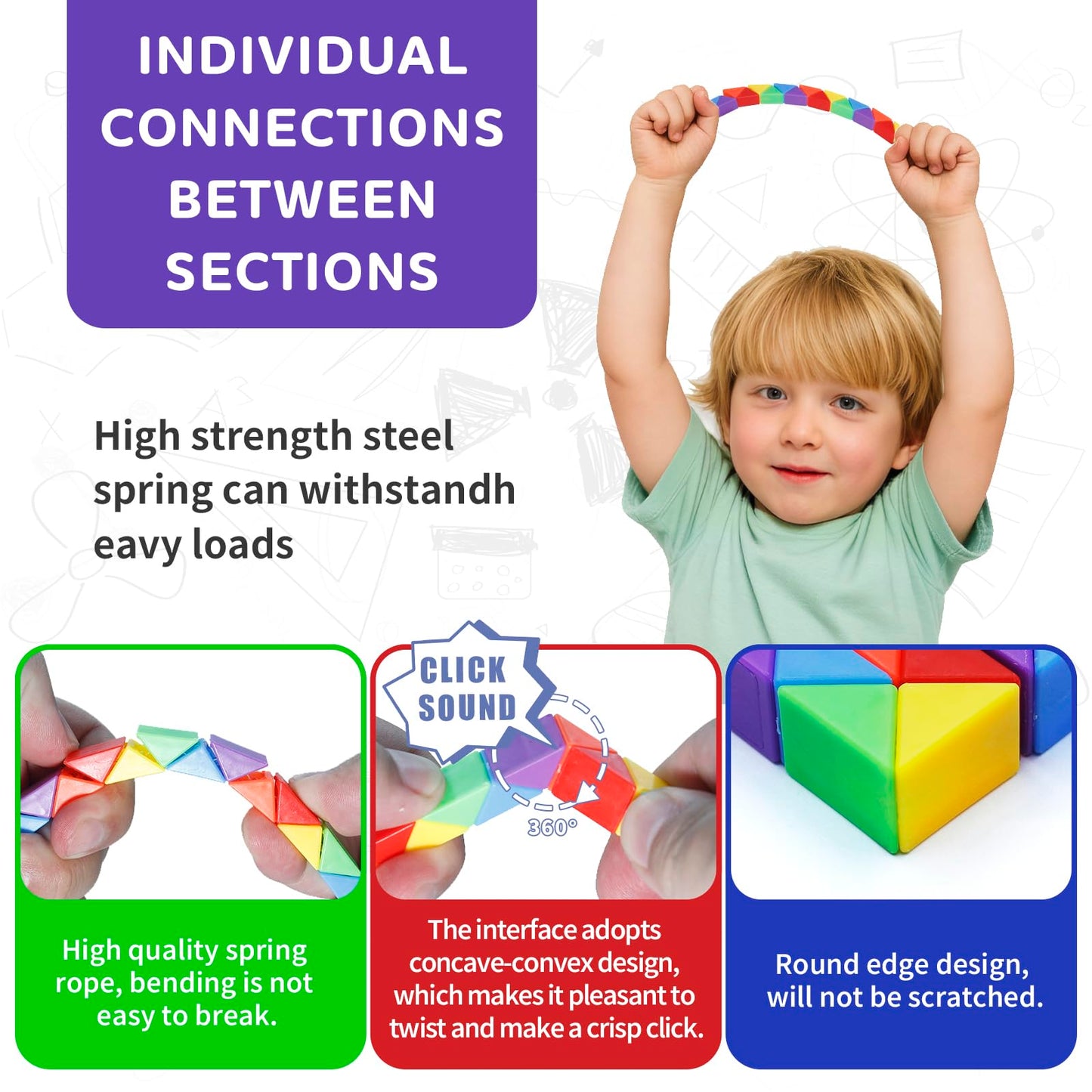 LENDOD 30 Pack Mini Fidget Snake Cube Toys – Party Favors & Classroom Rewards