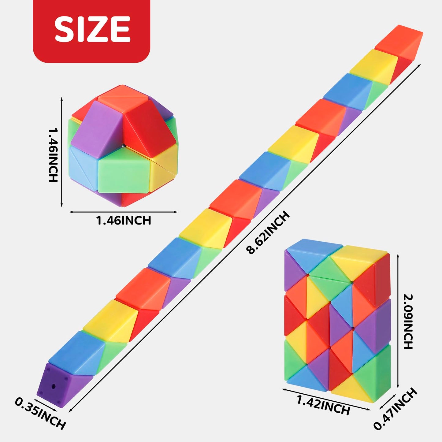 LENDOD 30 Pack Mini Fidget Snake Cube Toys – Party Favors & Classroom Rewards