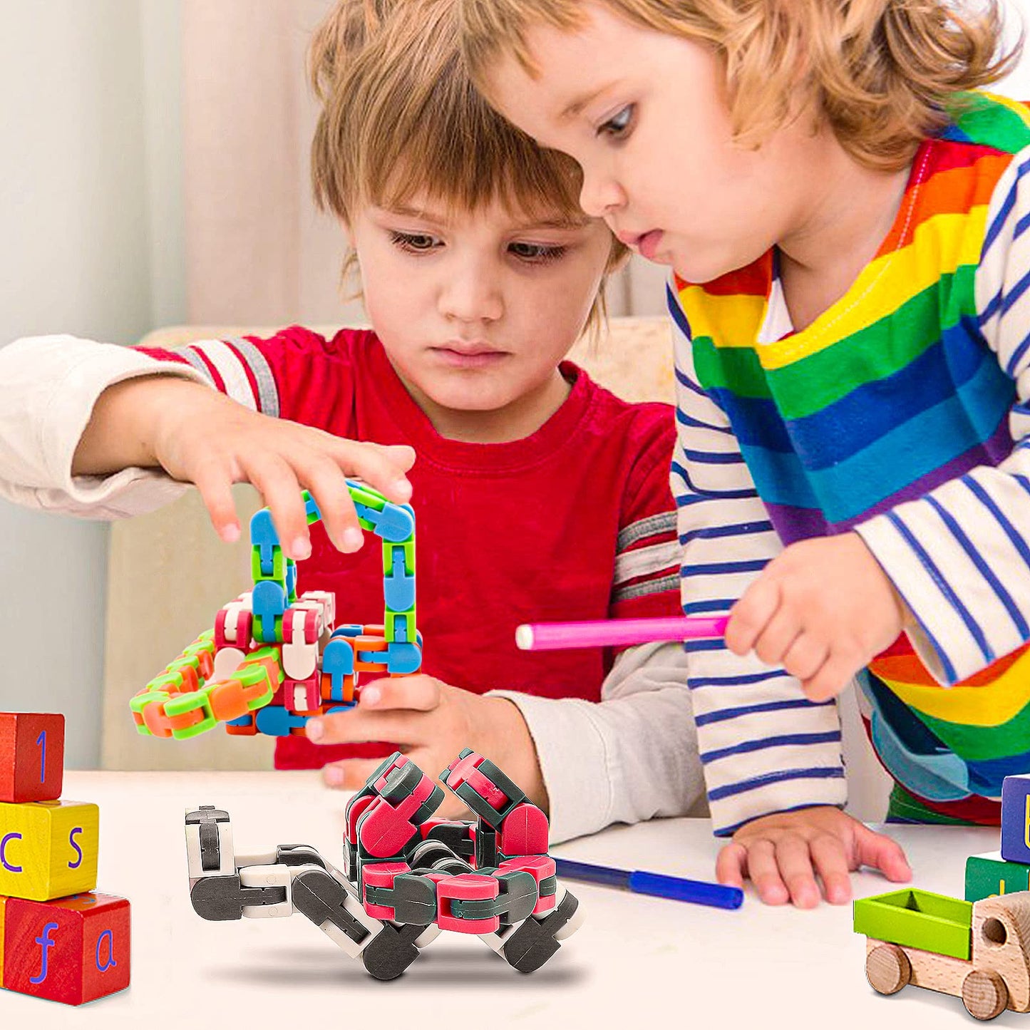 LENDOD 30 Pack Wacky Tracks – Snap & Click Fidget Toys for Focus & Stress Relief