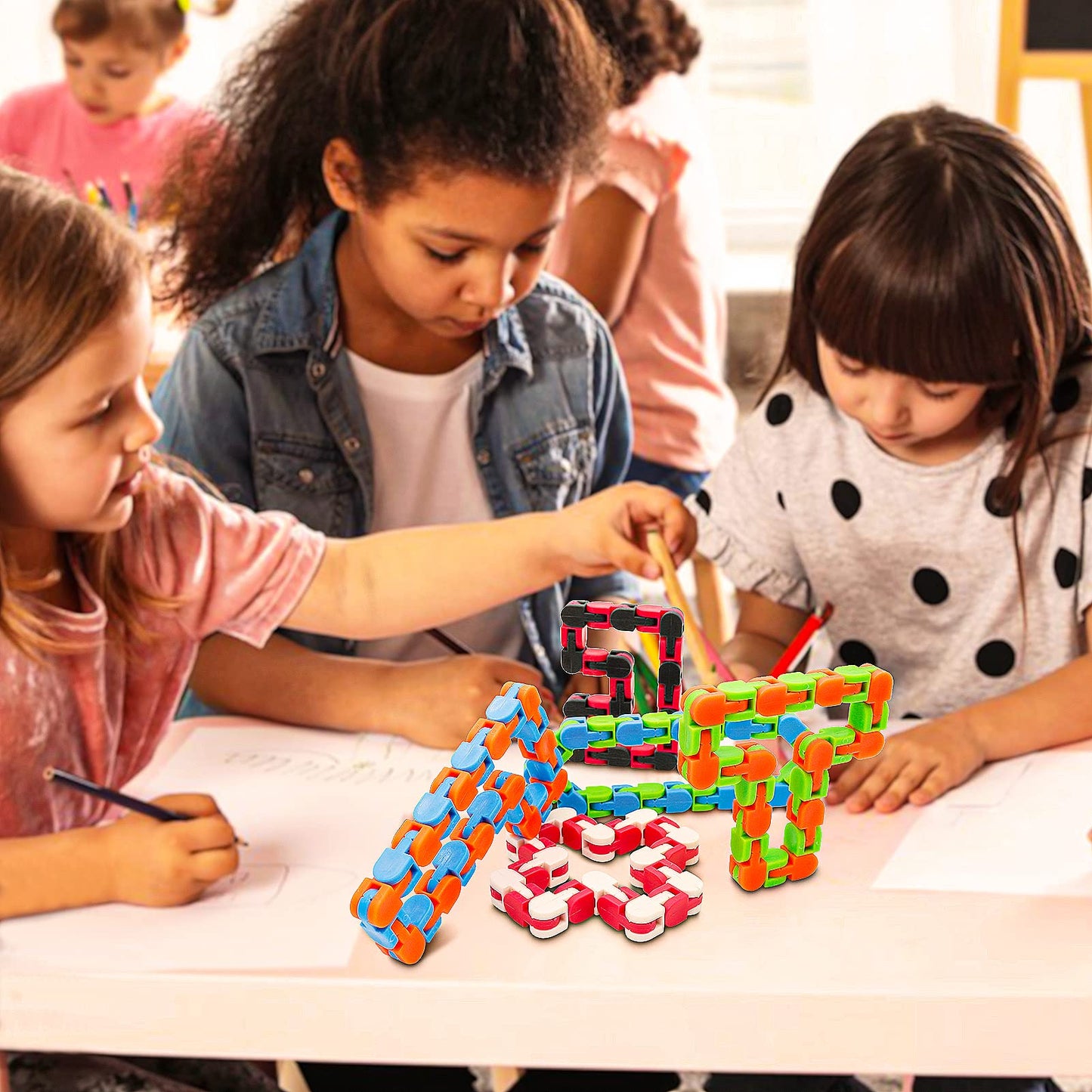 LENDOD 30 Pack Wacky Tracks – Snap & Click Fidget Toys for Focus & Stress Relief