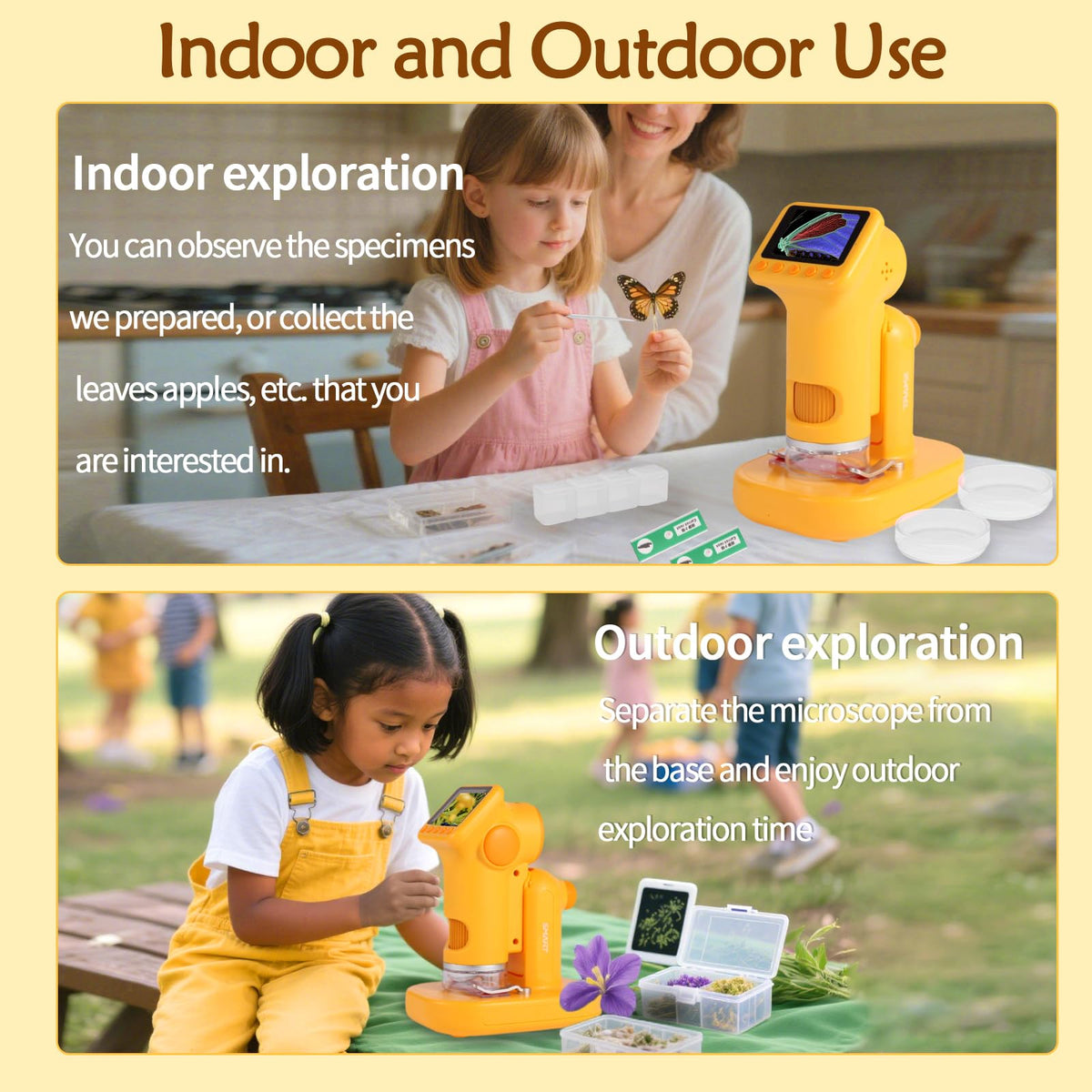 LENGTOUQ 1600X Kids Microscope – Portable Handheld, Photo/Video, 64GB Storage