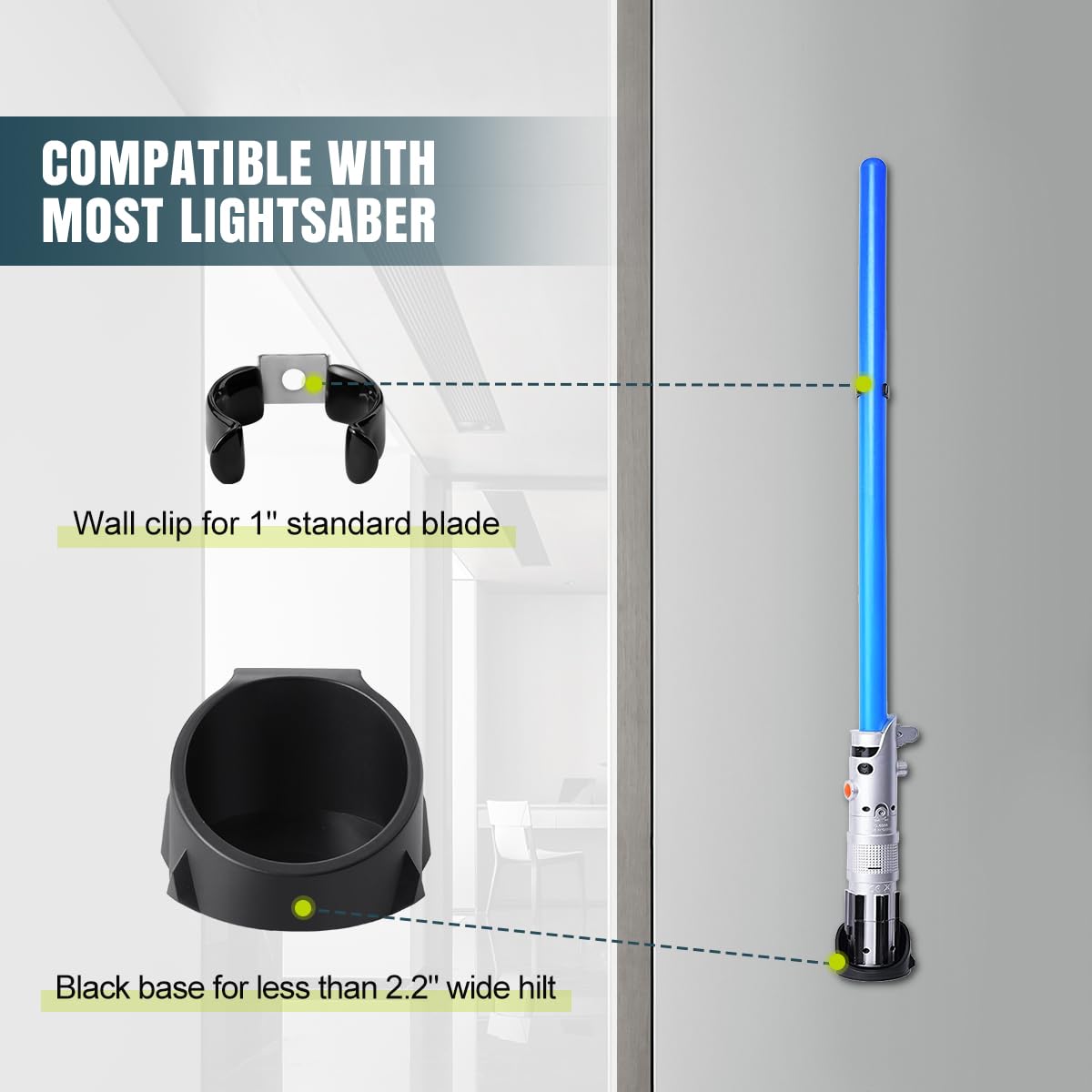 Lenink 2-Pack Lightsaber Wall Mount - Black, Compatible with Galaxy's Edge & Most Hilts