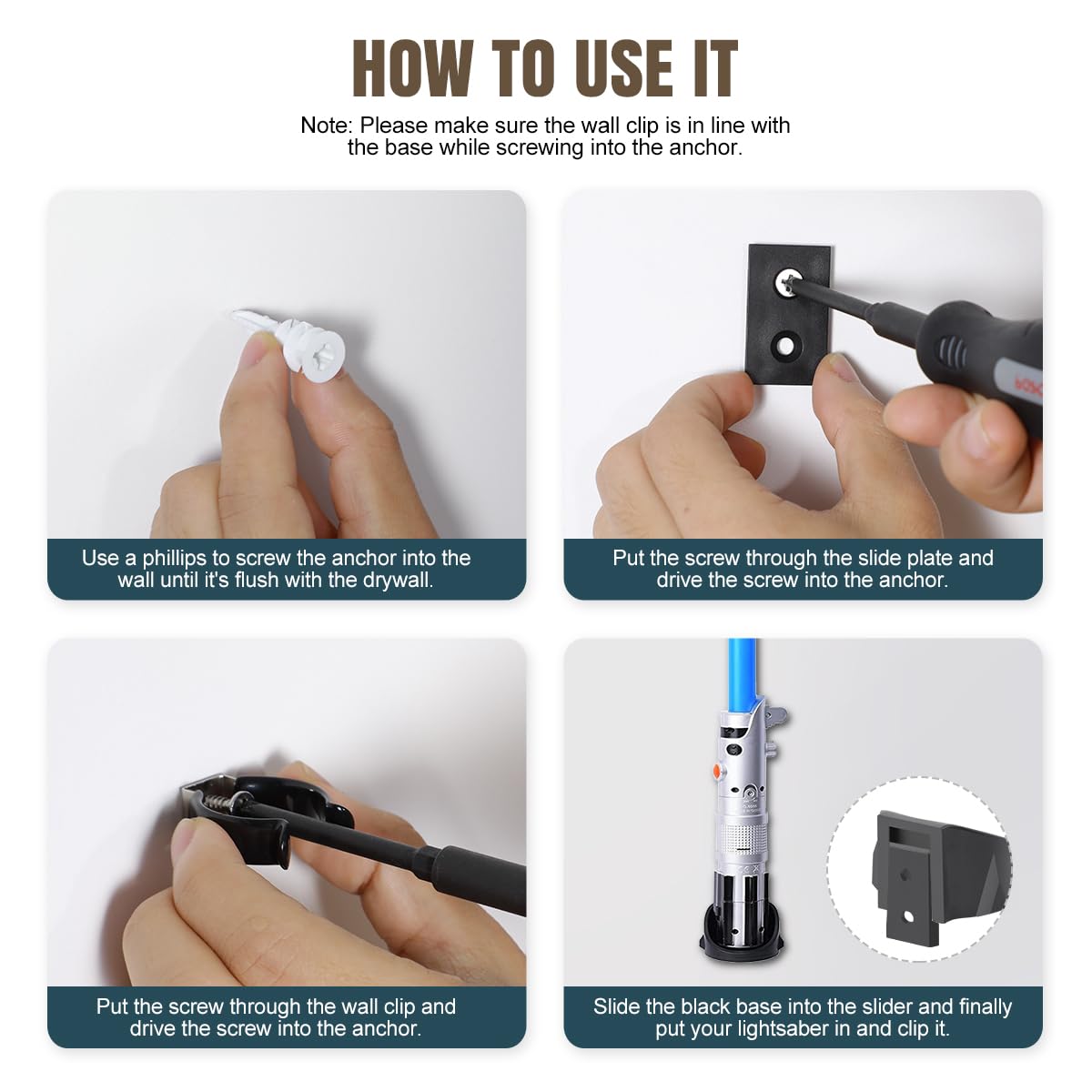 Lenink 2-Pack Lightsaber Wall Mount - Black, Compatible with Galaxy's Edge & Most Hilts