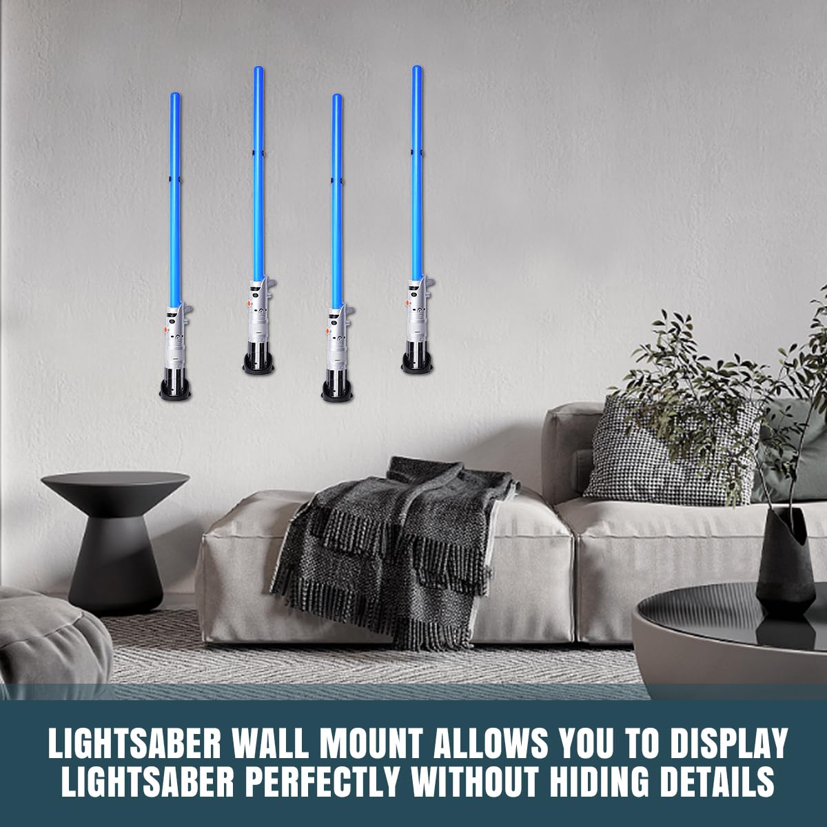 Lenink 2-Pack Lightsaber Wall Mount - Black, Compatible with Galaxy's Edge & Most Hilts