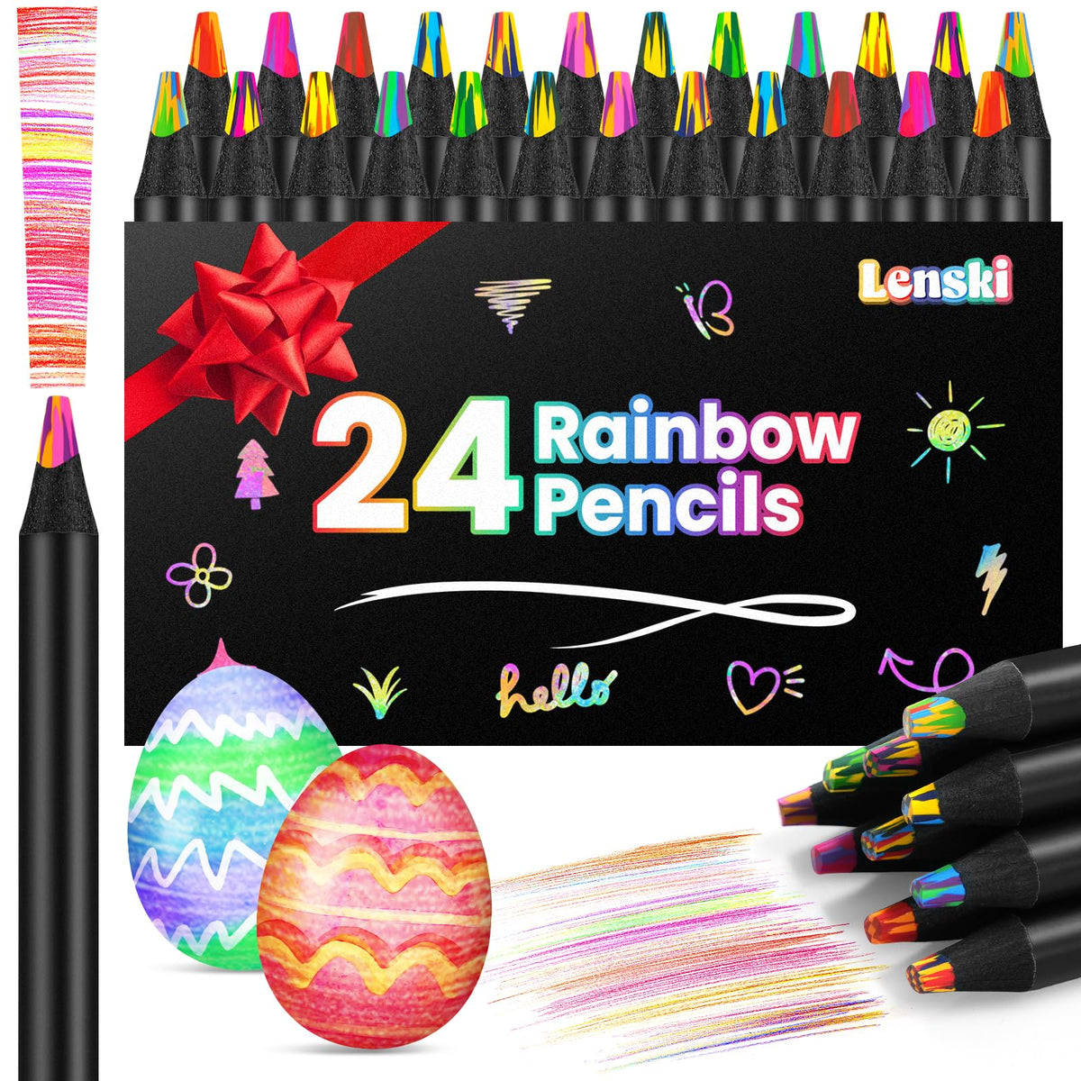 Lenski 24-Color Jumbo Rainbow Pencils – Kids Art Supplies & Gift Ideas