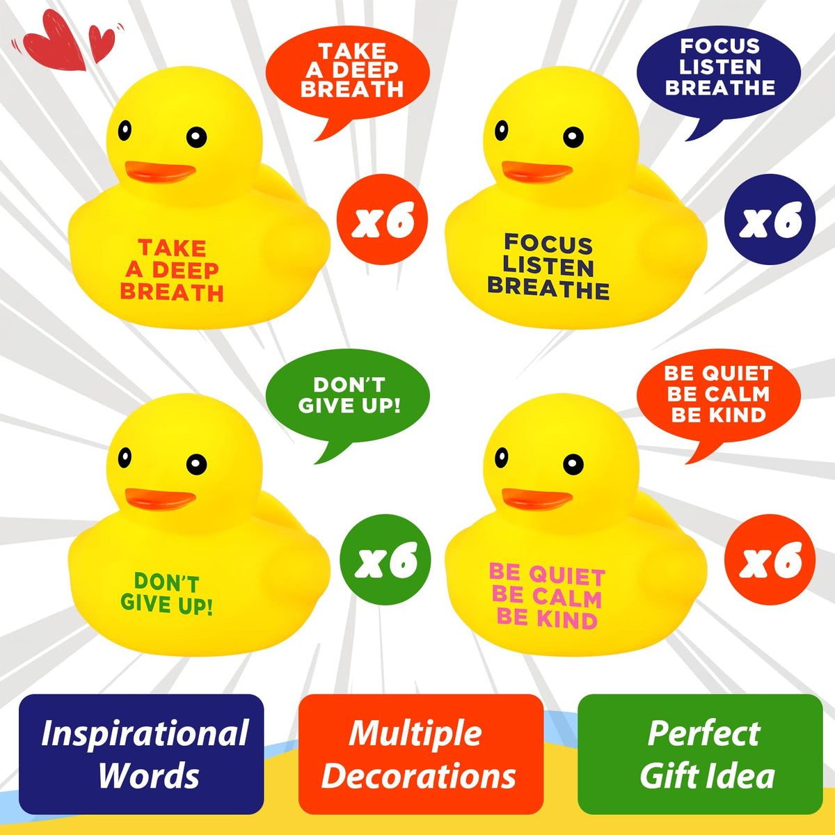 Lenwen 24 Pcs Rubber Ducks Bulk – Mini Inspirational Gifts & Party Favors (1.89 Inch)
