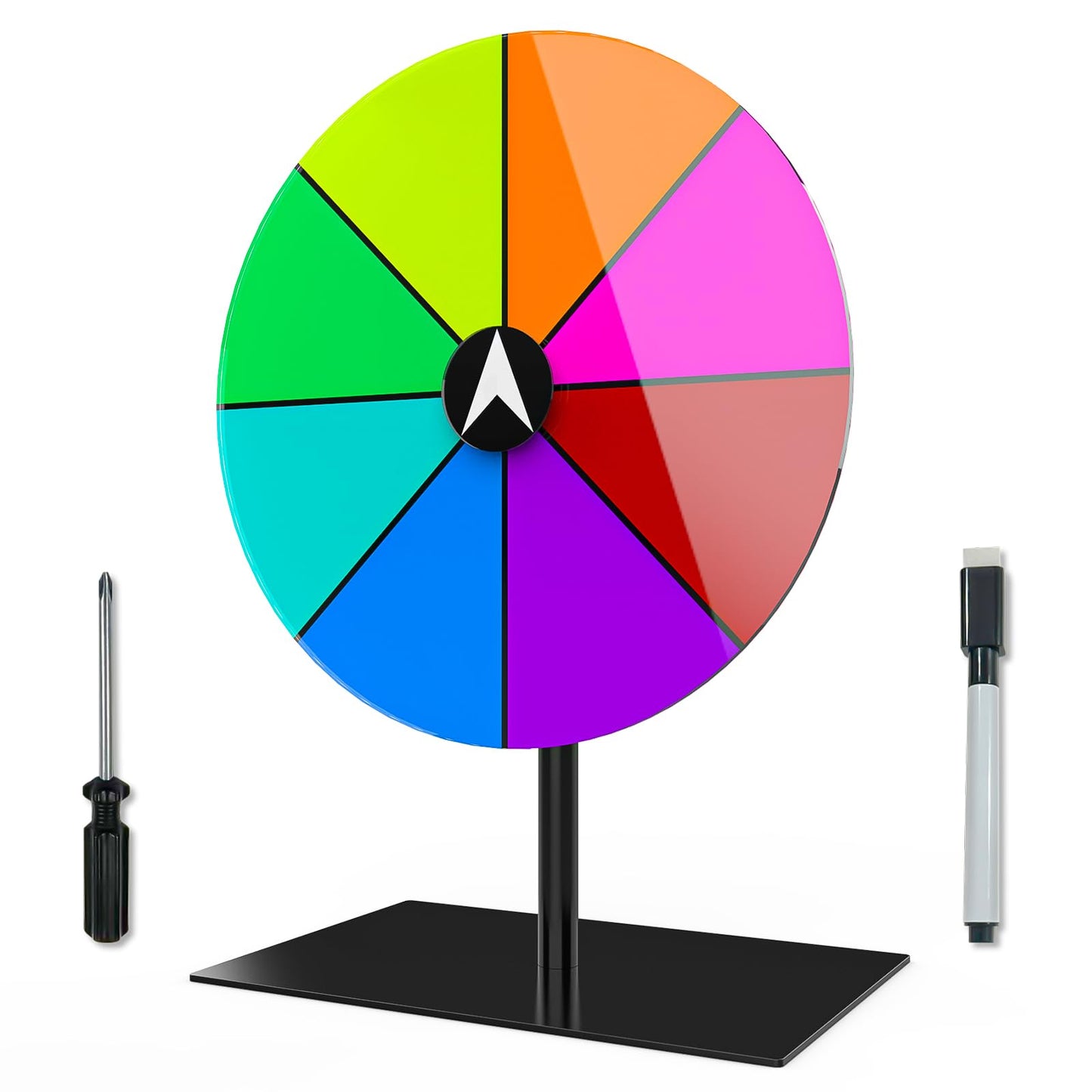 Leoenir Prize Wheel 8-Inch Dry Erase Spinning Wheel – All-Metal Tabletop Roulette for Parties & Events