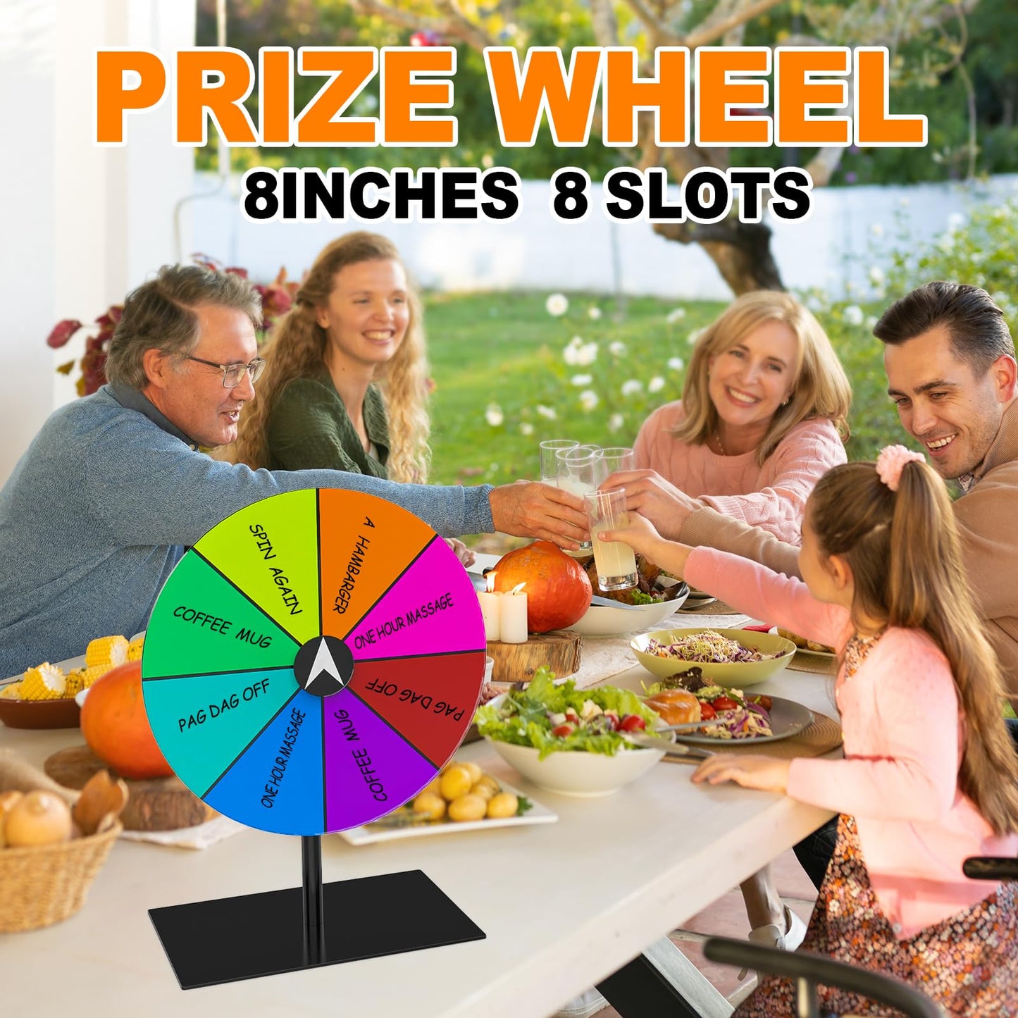 Leoenir Prize Wheel 8-Inch Dry Erase Spinning Wheel – All-Metal Tabletop Roulette for Parties & Events