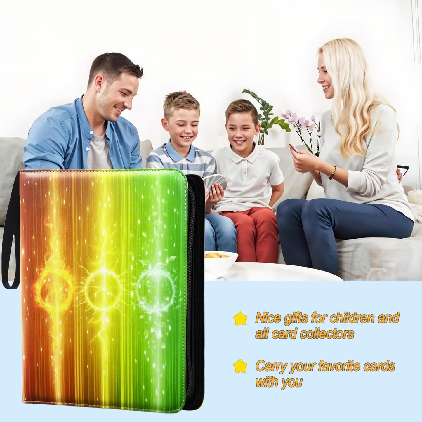 Leogi Premium Card Binder: 9-Pocket Zippered Album, 900 Cards Capacity with 50 Removable Sleeves