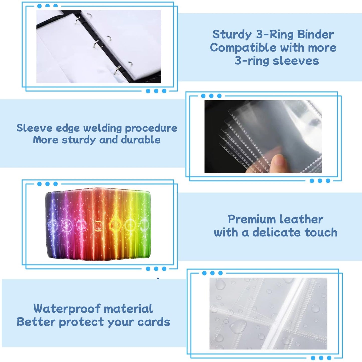 Leogi Premium Card Binder: 9-Pocket Zippered Album, 900 Cards Capacity with 50 Removable Sleeves