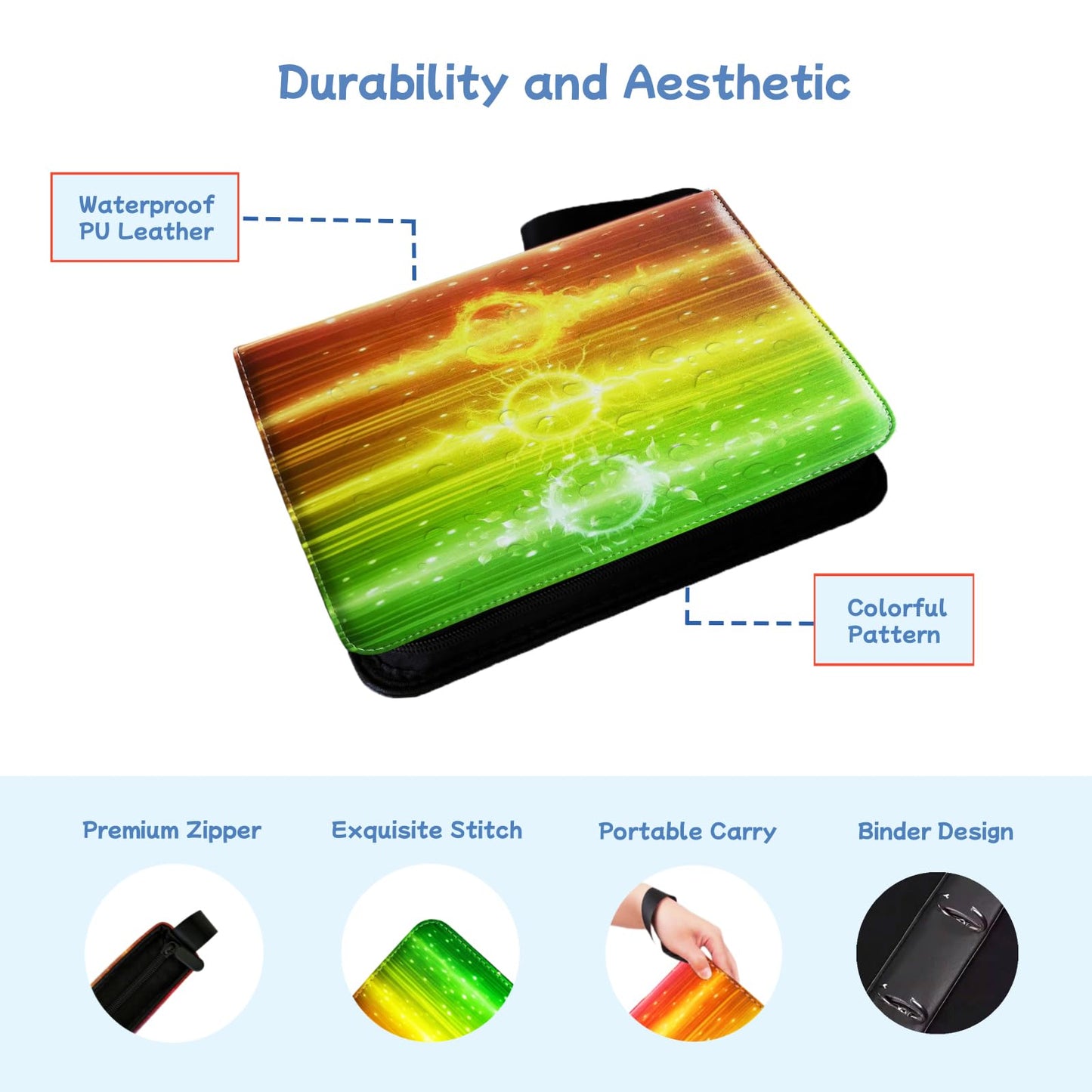 Leogi Premium Card Binder: 9-Pocket Zippered Album, 900 Cards Capacity with 50 Removable Sleeves