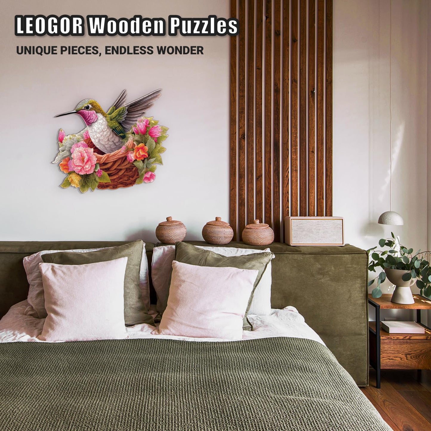 LEOGOR Wooden Jigsaw Puzzle for Adults — 200 Pieces, Hummingbird, 5mm Thick Wood