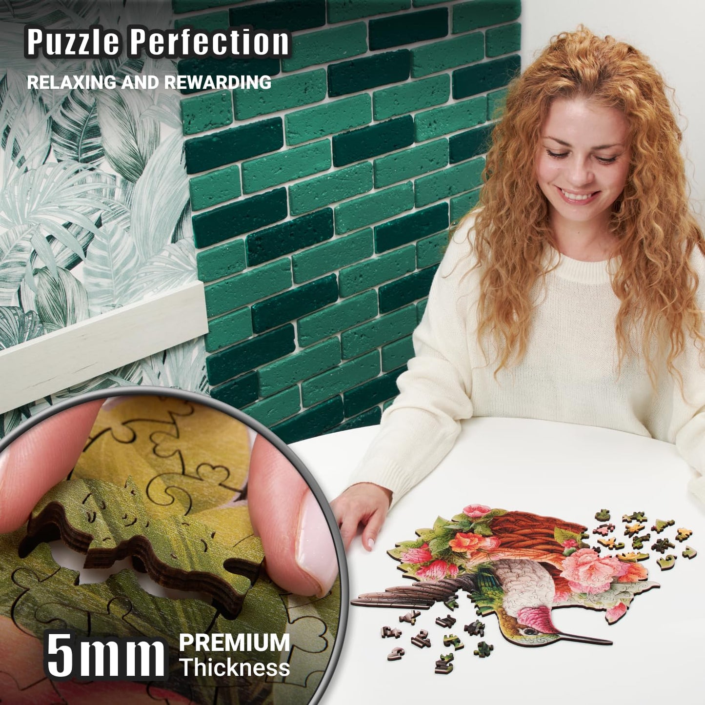 LEOGOR Wooden Jigsaw Puzzle for Adults — 200 Pieces, Hummingbird, 5mm Thick Wood