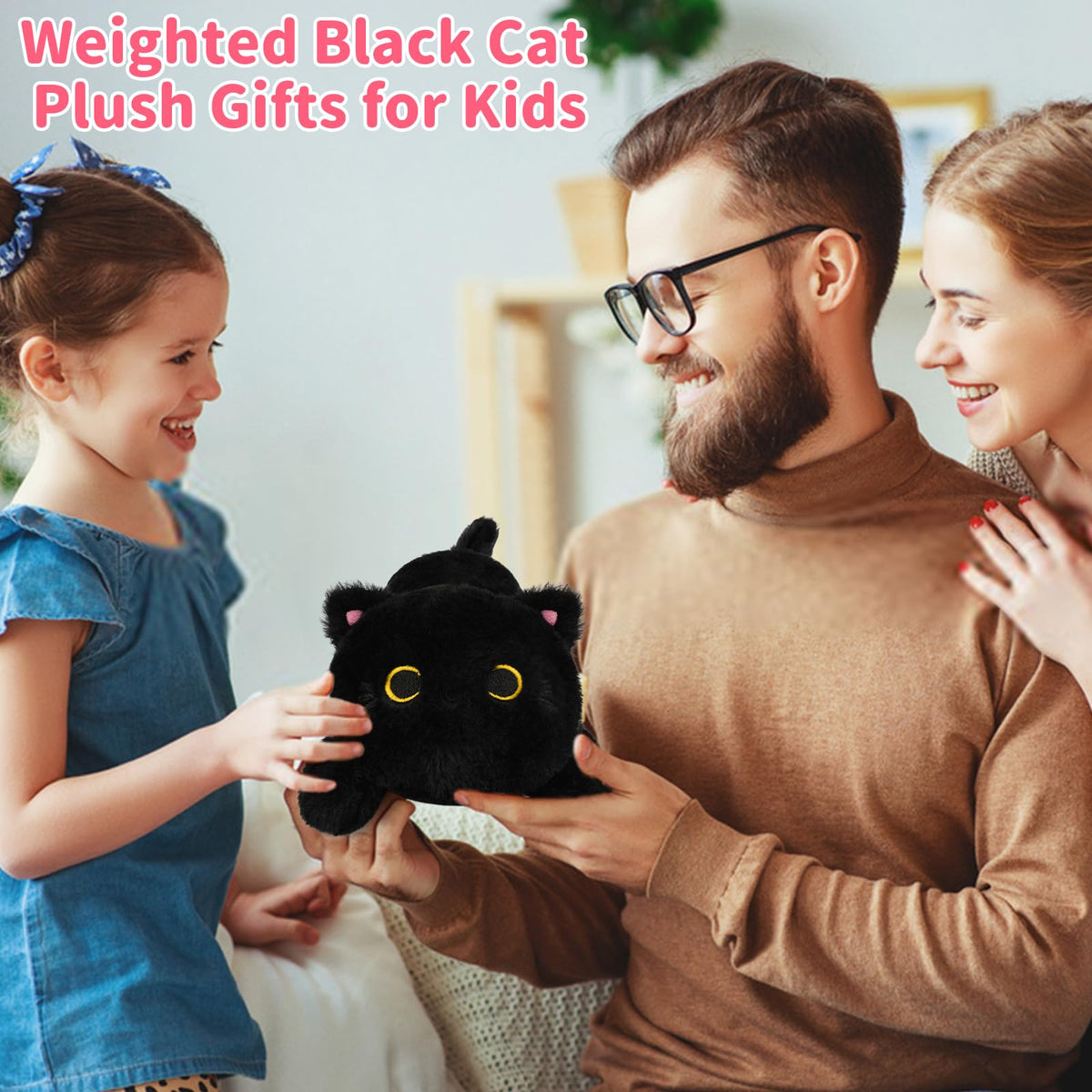 Leokawin Weighted Black Cat Plush – Cozy, Huggable Cat Plush for Kids