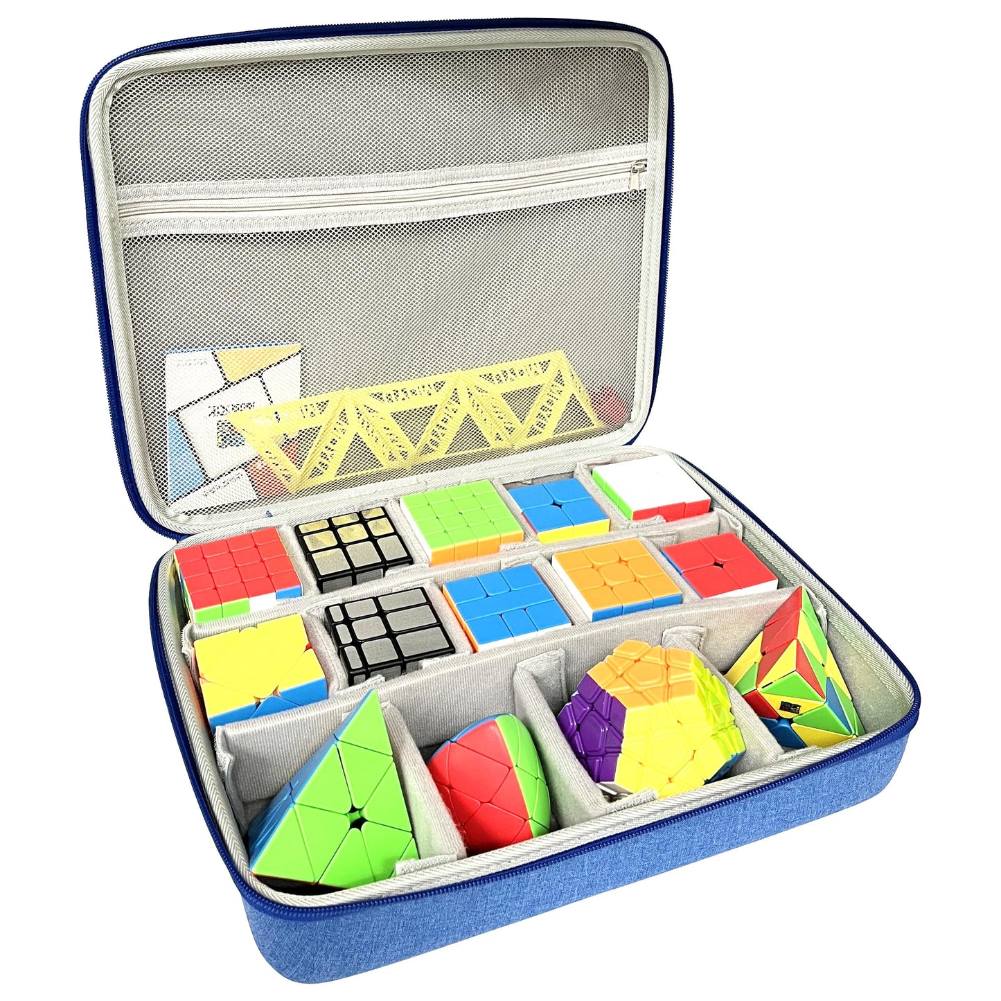 LeoTube Speed Cube Hard EVA Case Bag – 14+ Cubes, Blue, Travel Storage for Rubik's and Shashibo