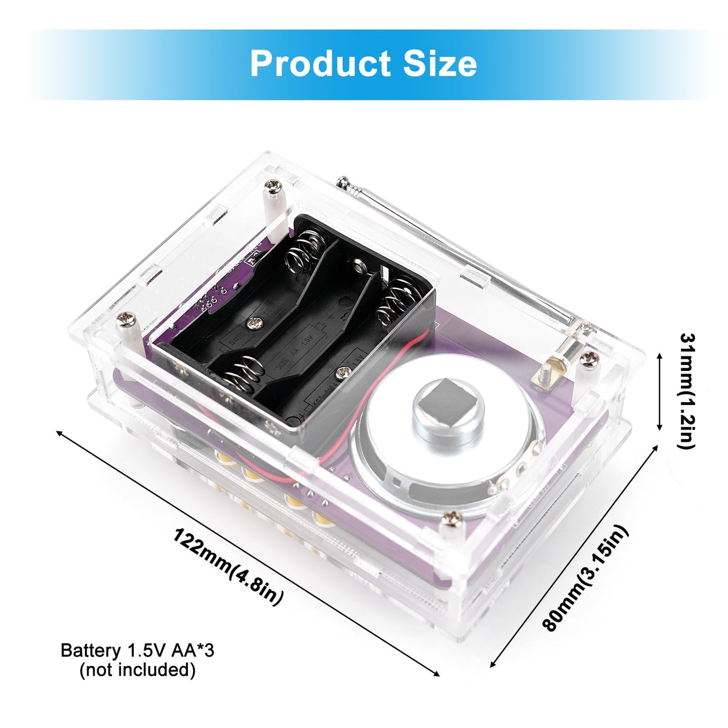 LEPANDA Soldering Radio Kit — 2in Speaker, Acrylic Case, DIY FM Radio Project for STEM Education