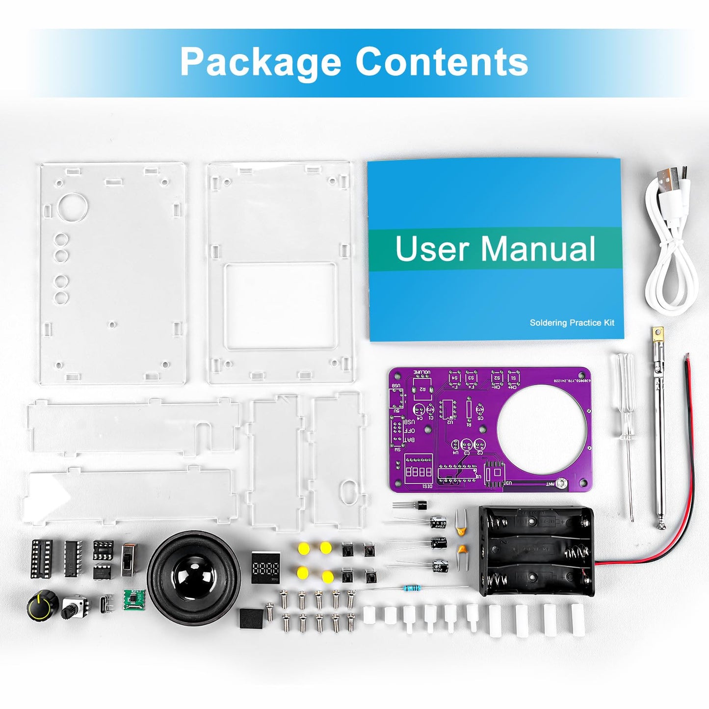LEPANDA Soldering Radio Kit — 2in Speaker, Acrylic Case, DIY FM Radio Project for STEM Education