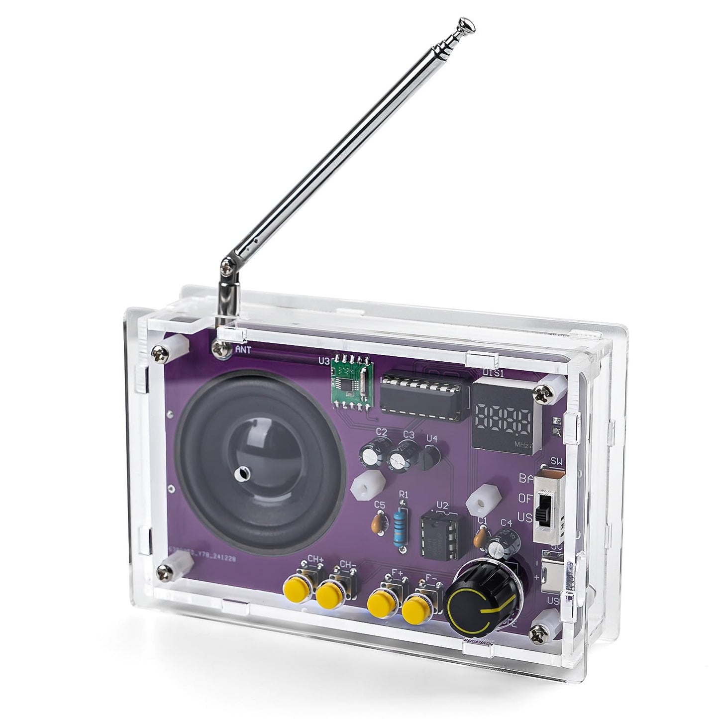 LEPANDA Soldering Radio Kit — 2in Speaker, Acrylic Case, DIY FM Radio Project for STEM Education