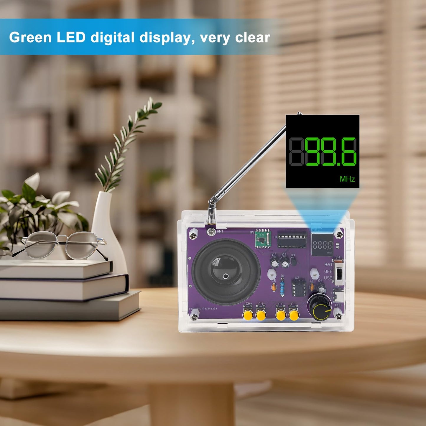 LEPANDA Soldering Radio Kit — 2in Speaker, Acrylic Case, DIY FM Radio Project for STEM Education