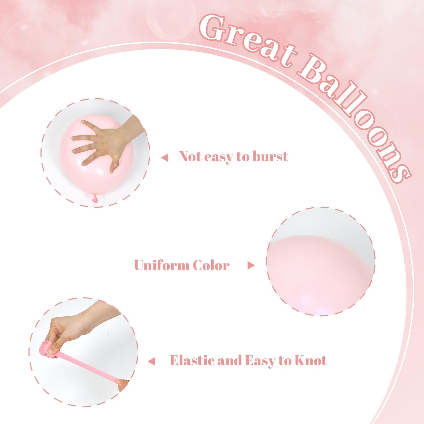 Leraqertra 60pcs Light Pink Balloons Kit for Weddings, Baby Showers & Parties