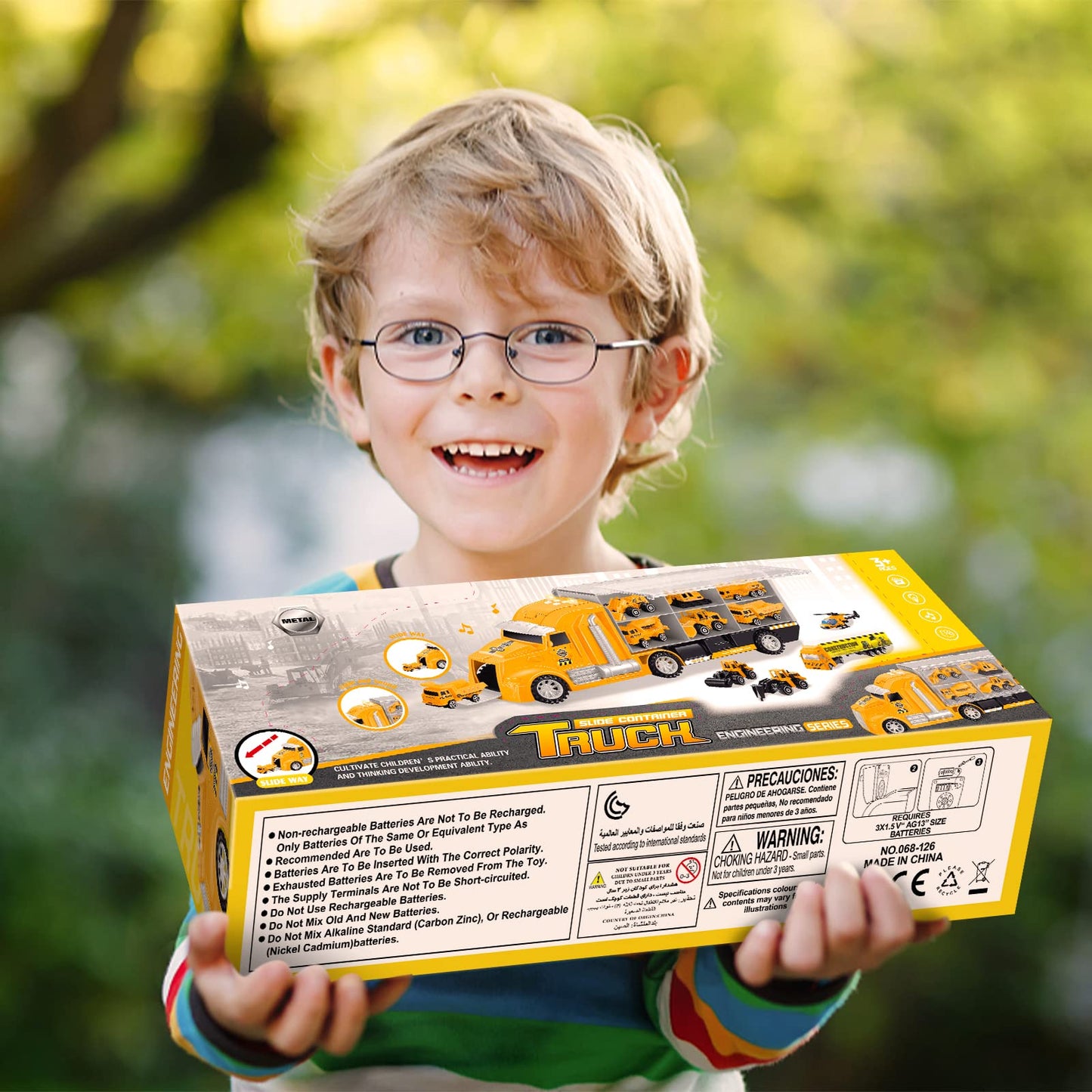 LerBao 25-in-1 Die-Cast Pull-Back Construction Trucks – Lights & Sounds (Ages 3-7)