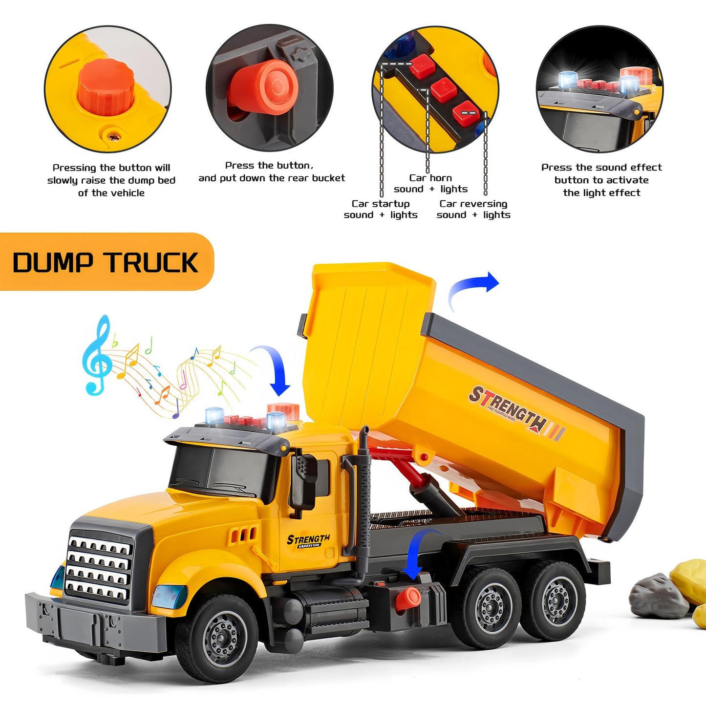 LerBao 2-Pack Large Construction Trucks – Moveable Excavator & Dump Truck for 3-8 Years