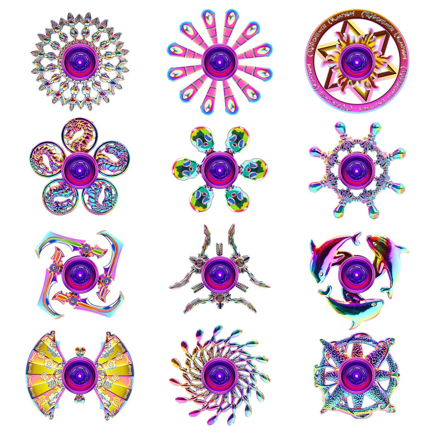 Lerifer 12-Pack Alloy Fidget Spinners – Durable Desk Toys for Stress Relief & Focus