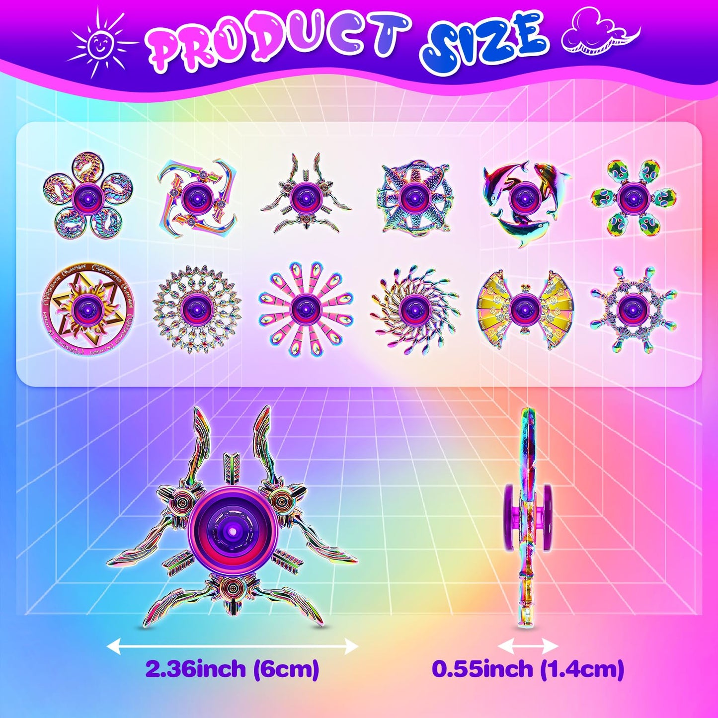 Lerifer 12-Pack Alloy Fidget Spinners – Durable Desk Toys for Stress Relief & Focus