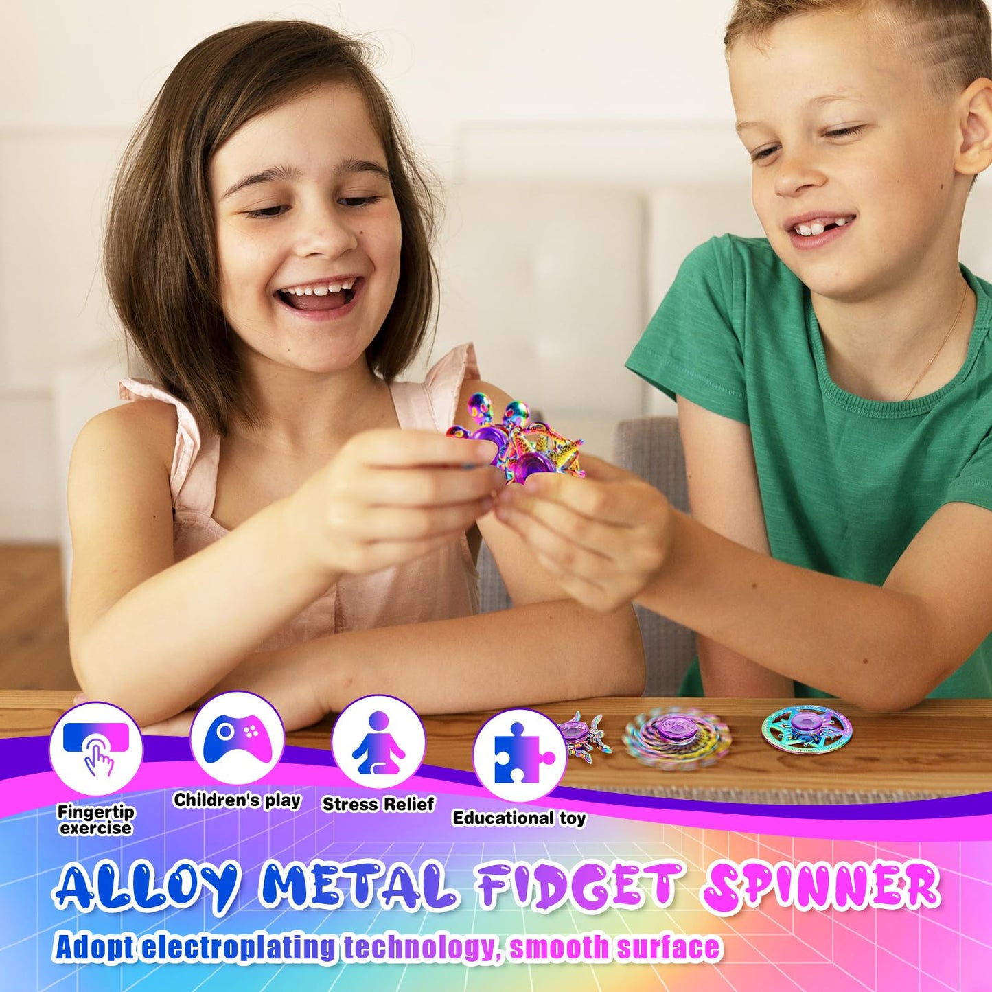 Lerifer 12-Pack Alloy Fidget Spinners – Durable Desk Toys for Stress Relief & Focus