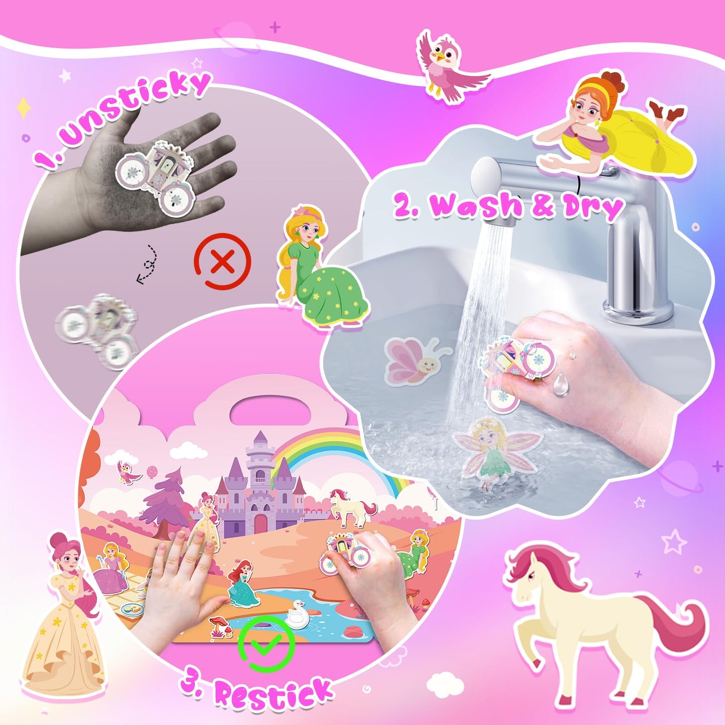 Lerifer Jelly Sticker Books for Toddlers 2–4 | 5 Reusable Sets, Travel-Friendly