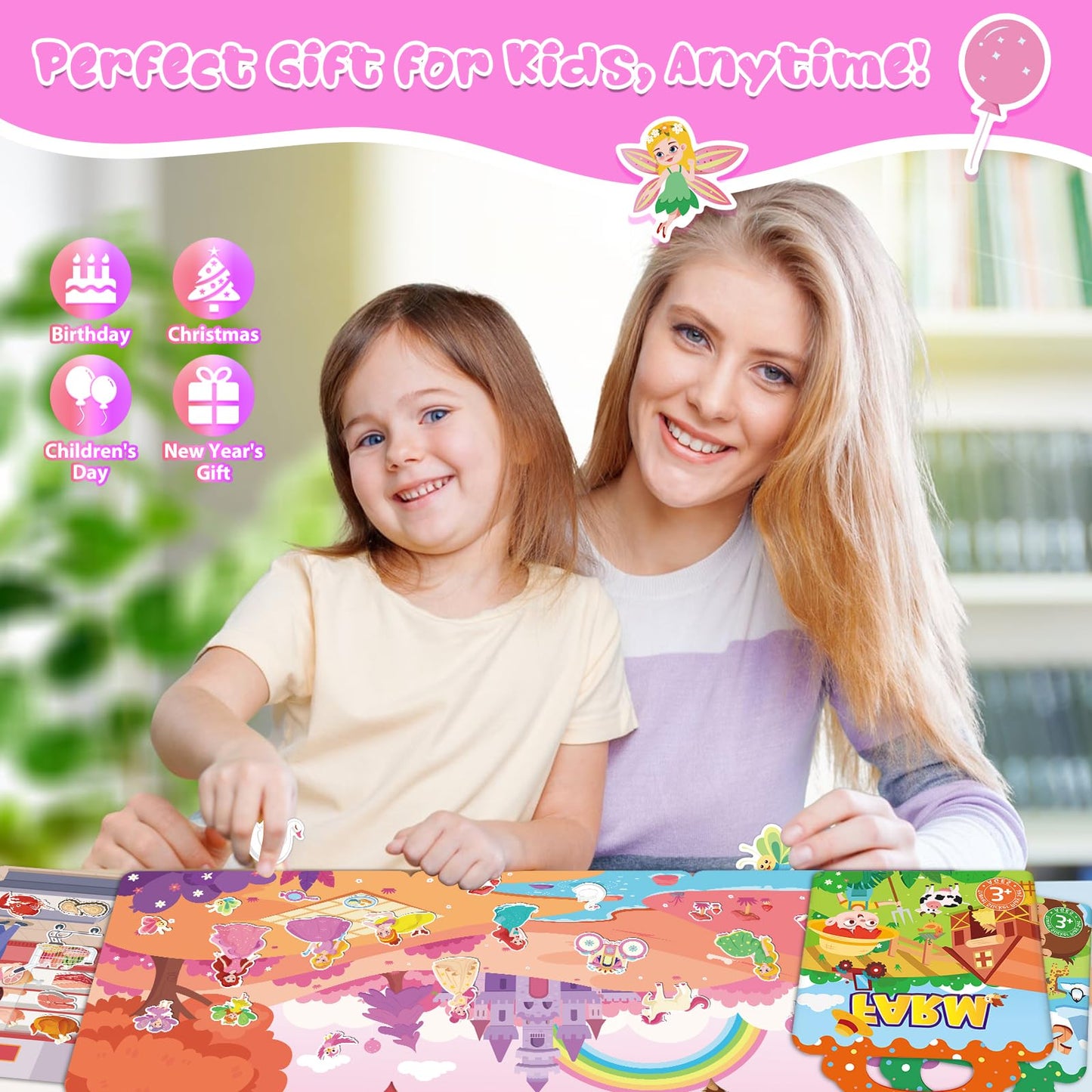 Lerifer Jelly Sticker Books for Toddlers 2–4 | 5 Reusable Sets, Travel-Friendly