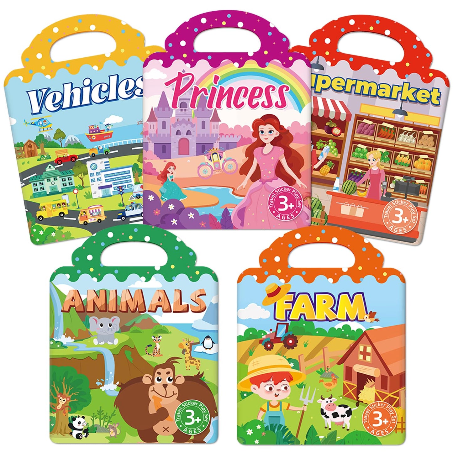 Lerifer Jelly Sticker Books for Toddlers 2–4 | 5 Reusable Sets, Travel-Friendly