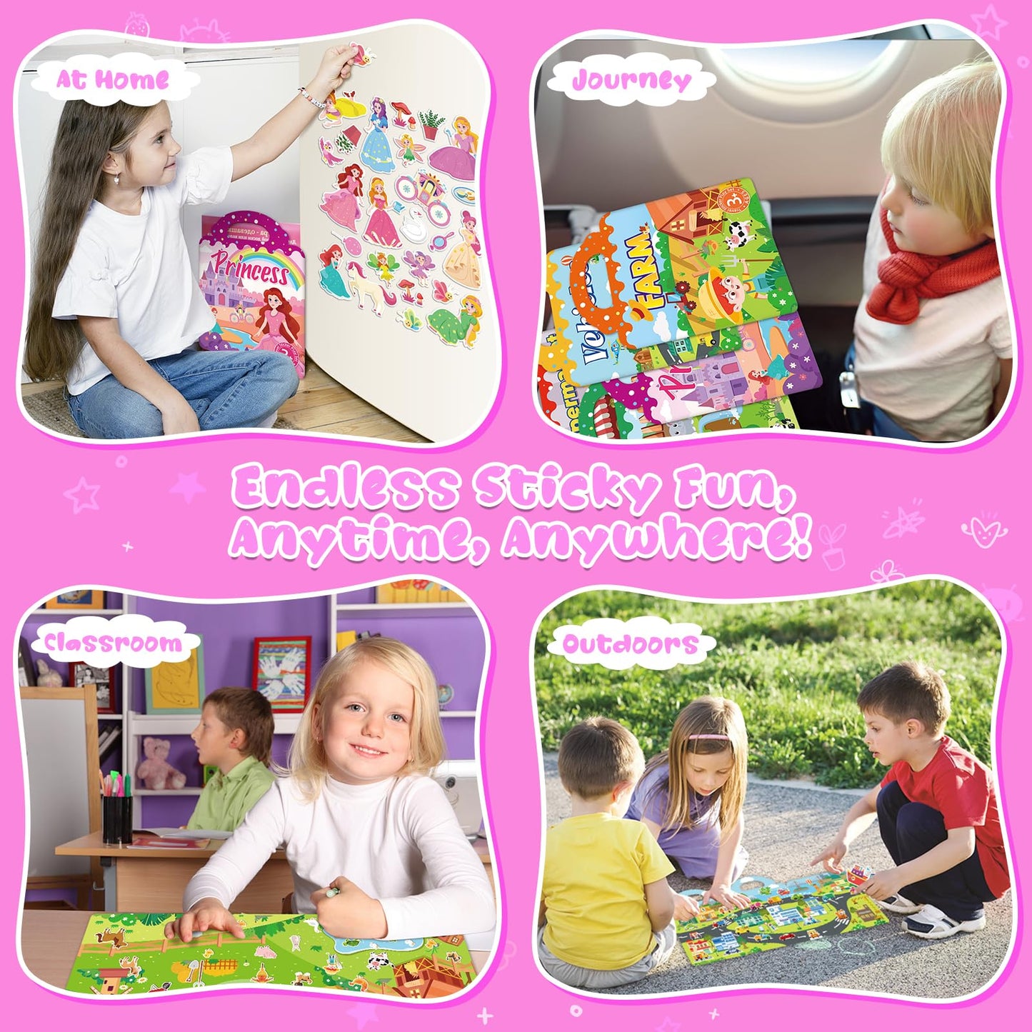 Lerifer Jelly Sticker Books for Toddlers 2–4 | 5 Reusable Sets, Travel-Friendly