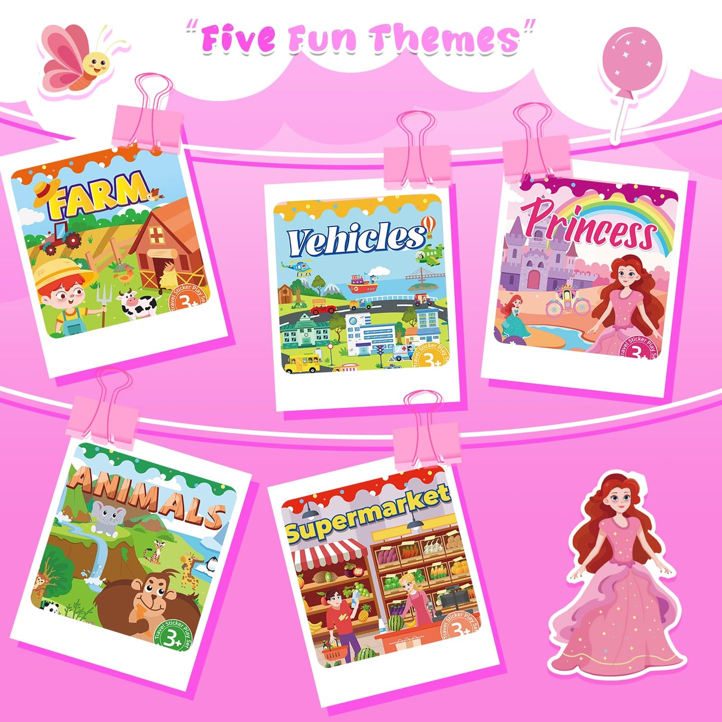 Lerifer Jelly Sticker Books for Toddlers 2–4 | 5 Reusable Sets, Travel-Friendly
