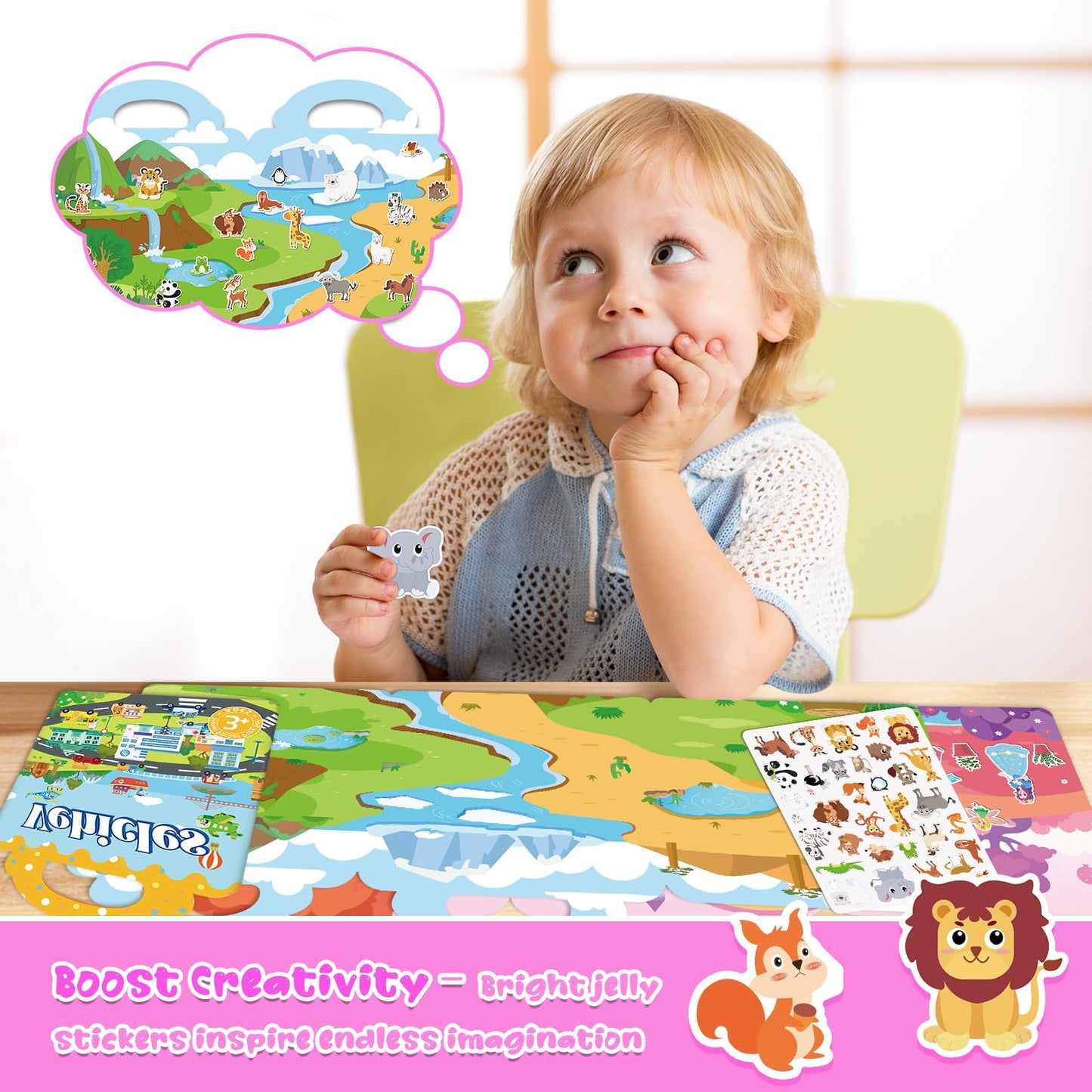 Lerifer Jelly Sticker Books for Toddlers 2–4 | 5 Reusable Sets, Travel-Friendly
