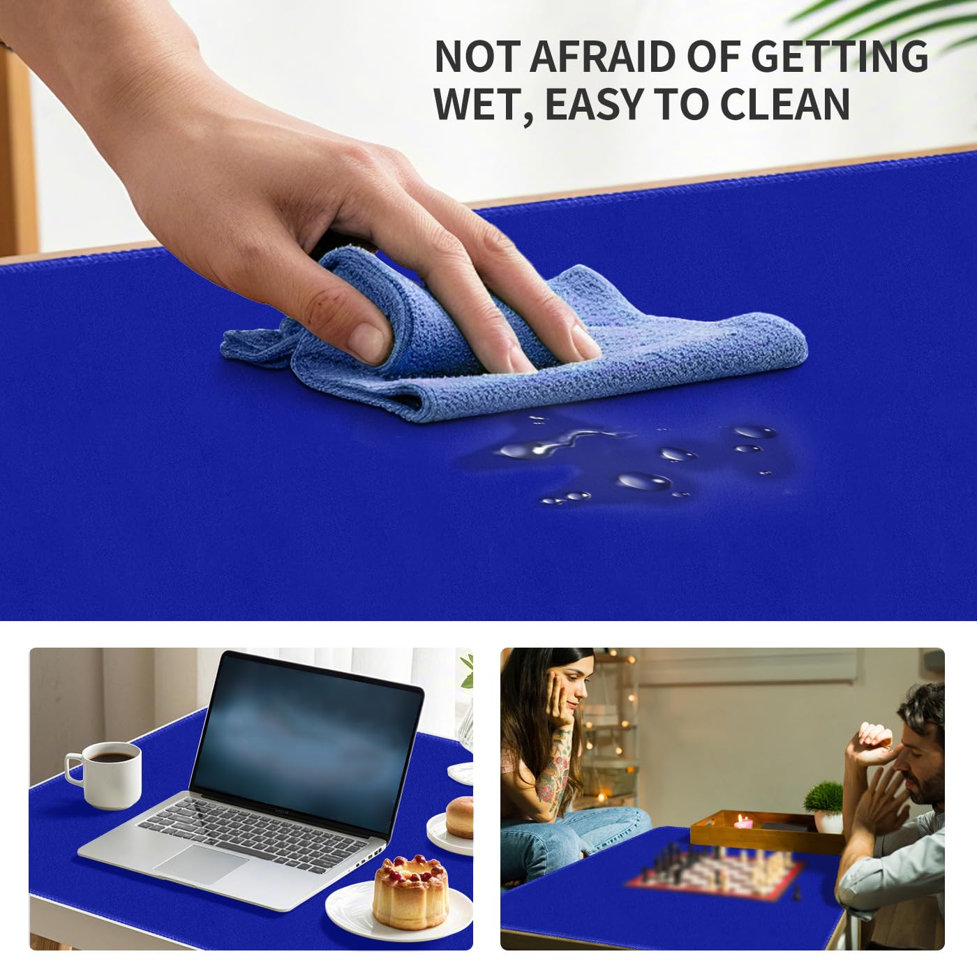 LERYG Square Large Tabletop Game Playmat 120x120cm – Blue, Waterproof, Anti-Slip, 2mm