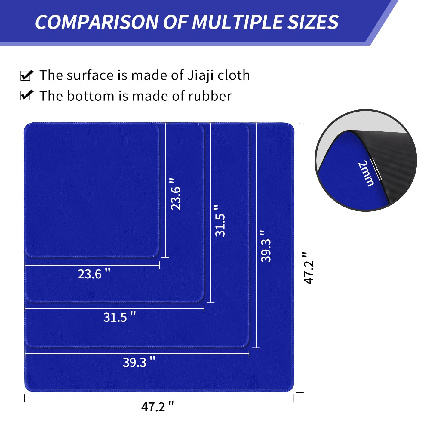 LERYG Square Large Tabletop Game Playmat 120x120cm – Blue, Waterproof, Anti-Slip, 2mm