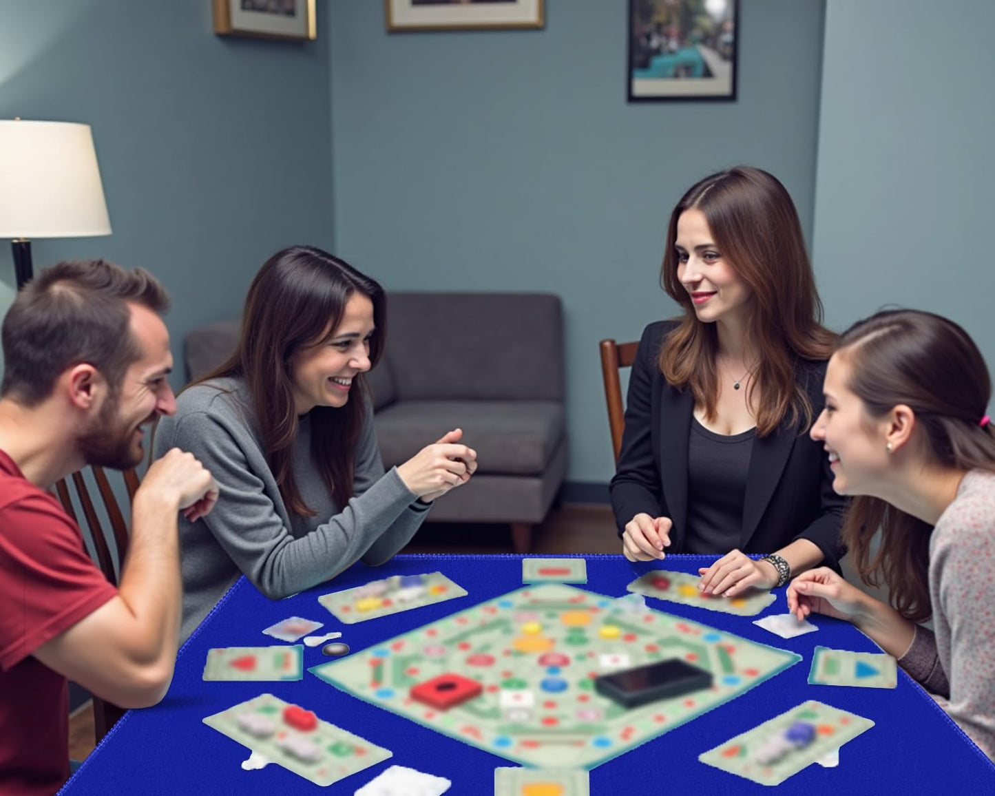 LERYG Square Large Tabletop Game Playmat 120x120cm – Blue, Waterproof, Anti-Slip, 2mm