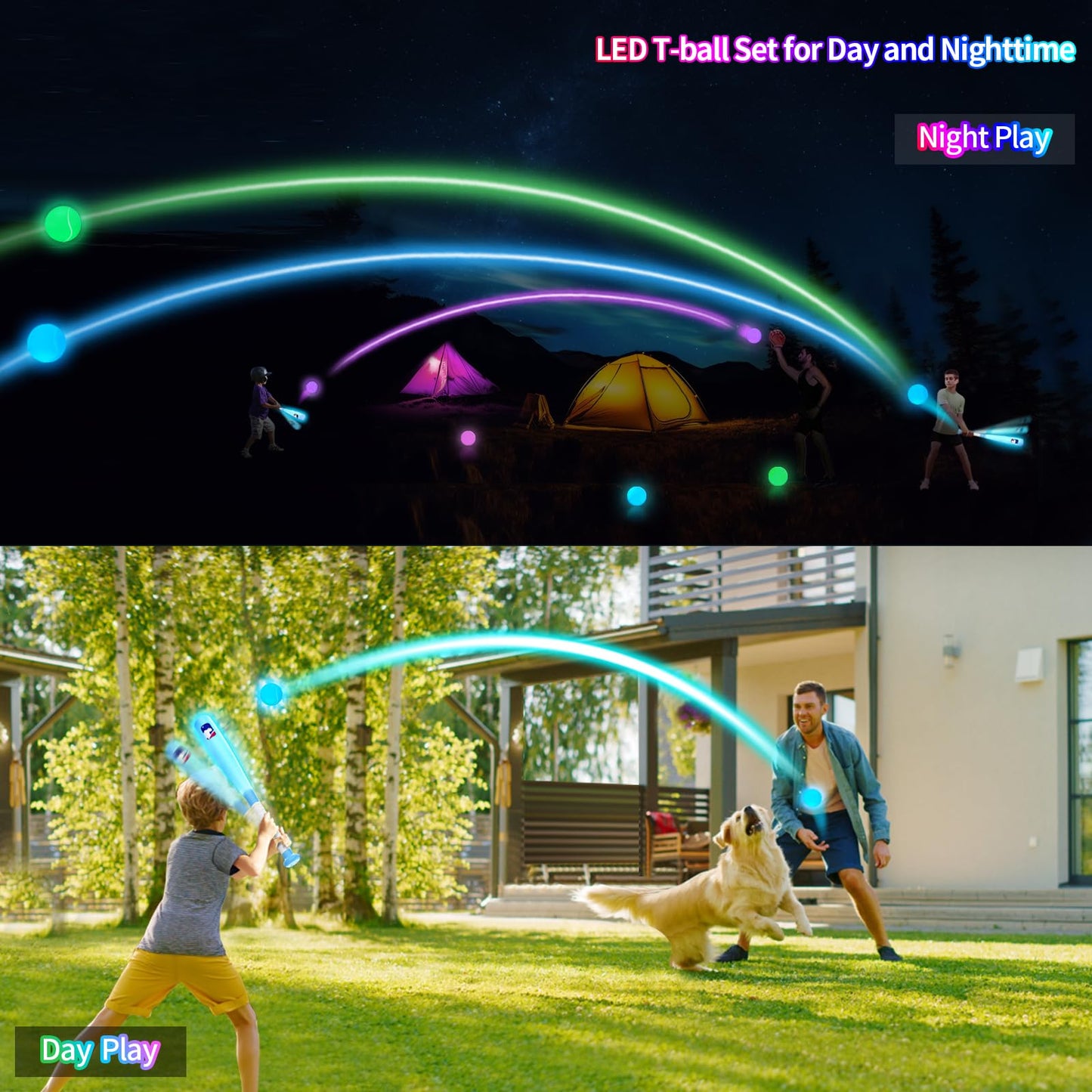 Leshein LED T-Ball Set for Toddlers 3-5 & 5-8 | Glow-in-the-Dark Tee Ball Toy
