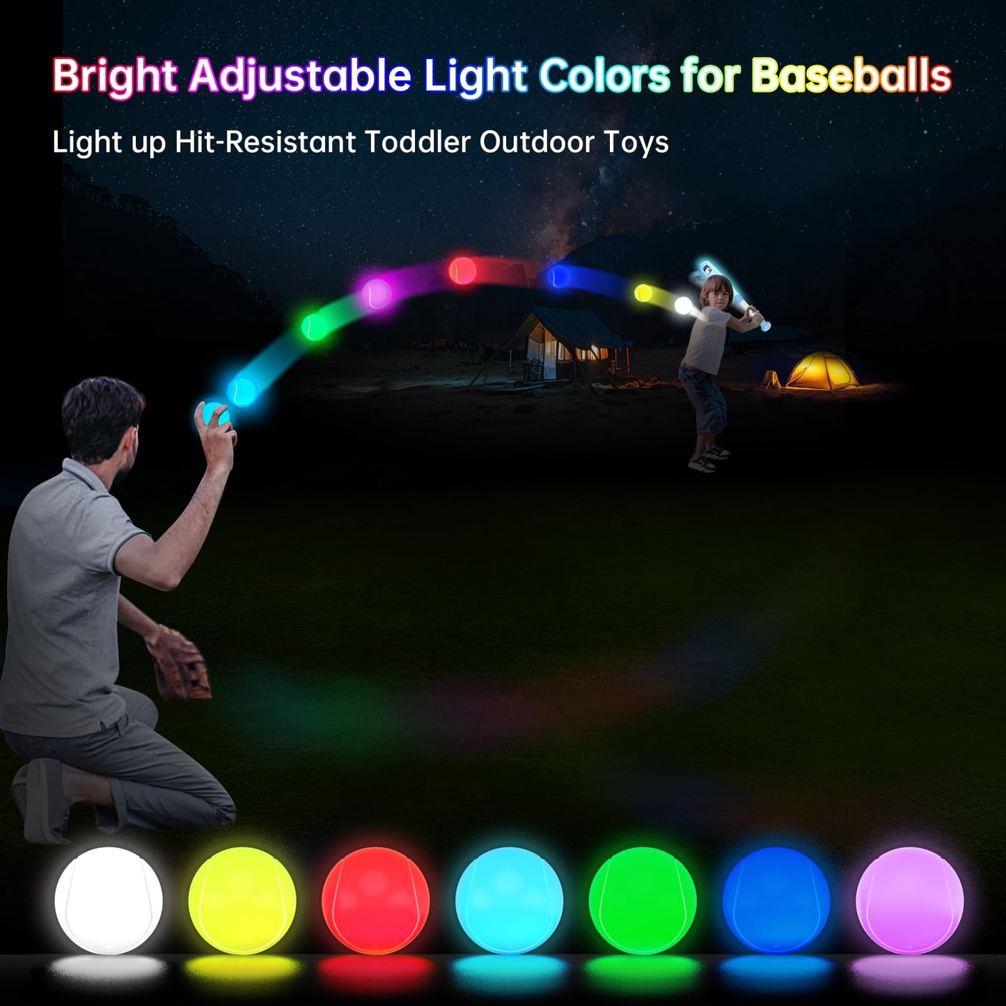 Leshein LED T-Ball Set for Toddlers 3-5 & 5-8 | Glow-in-the-Dark Tee Ball Toy