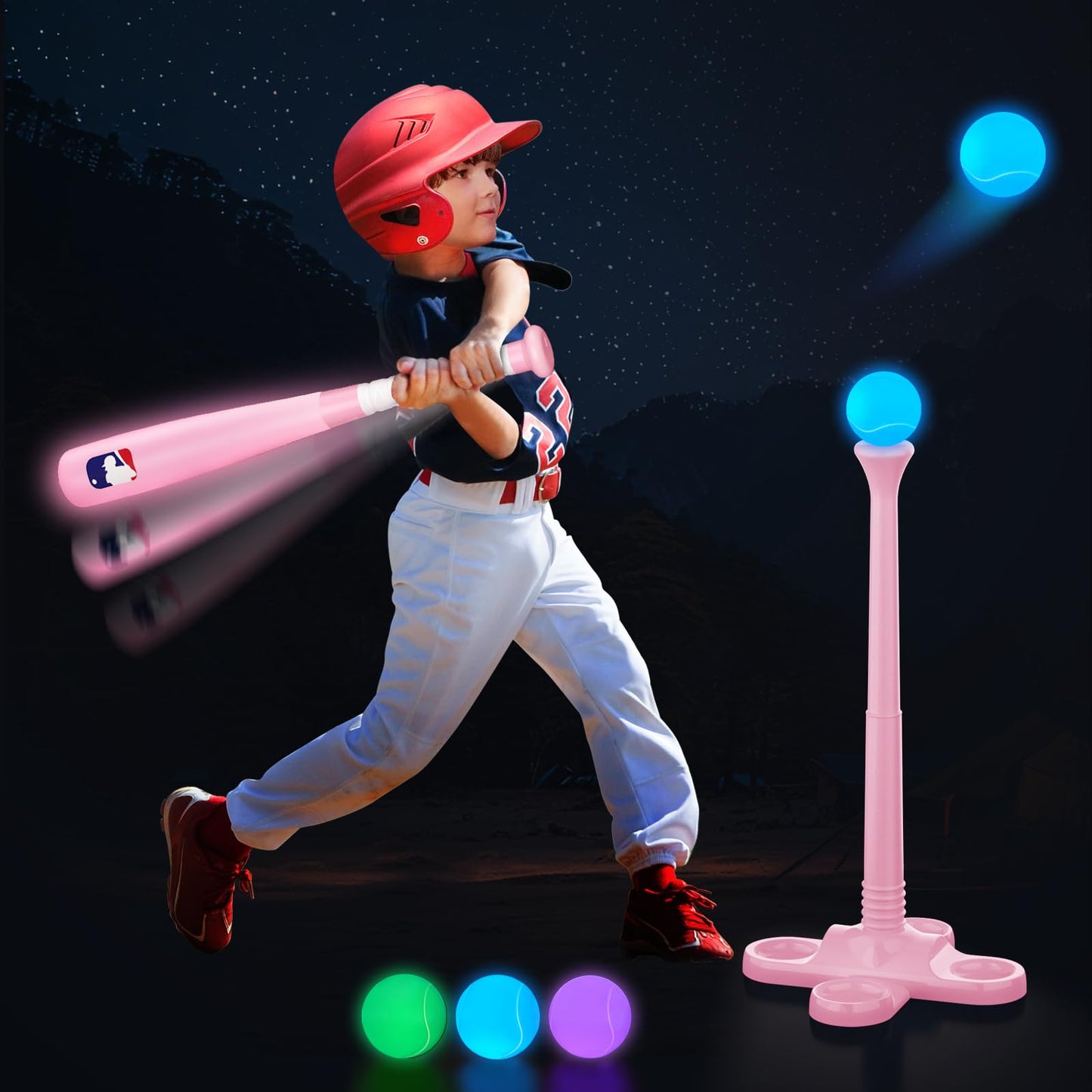 Leshein T Ball Set | Glow-in-the-Dark LED Baseball Toy for Kids 3-8