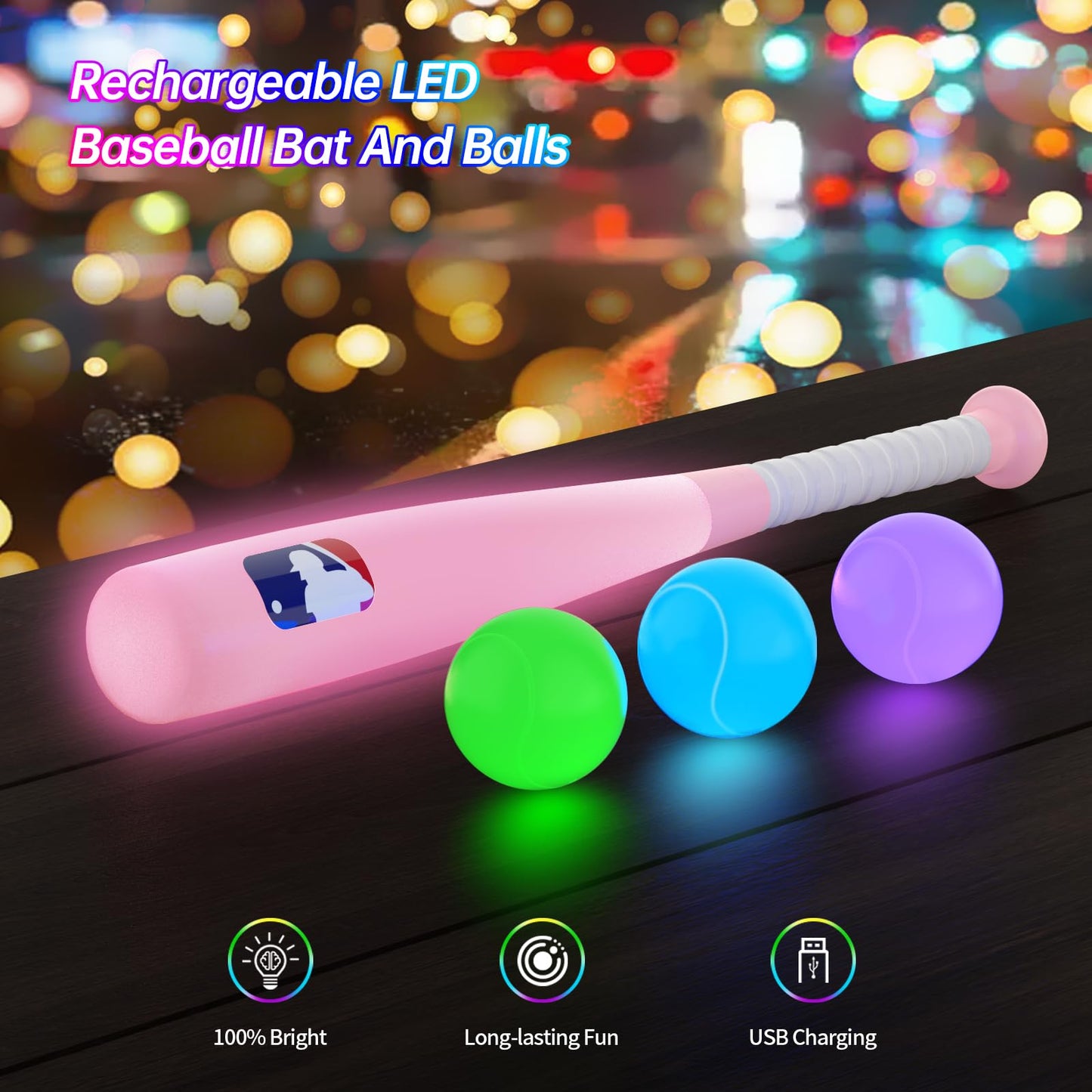 Leshein T Ball Set | Glow-in-the-Dark LED Baseball Toy for Kids 3-8