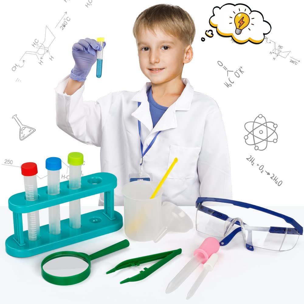 Lesheng space Scientist Costume for Kids – Lab Coat & 15-Piece STEM Experiment Kit for Ages 4–8