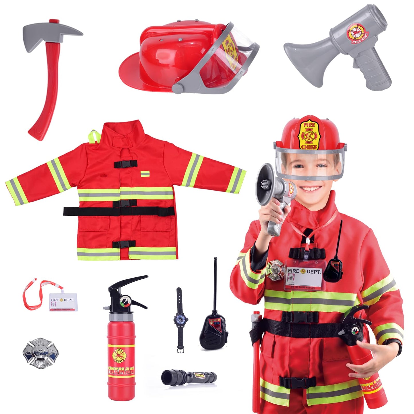 Lesheng space Firefighter Costume for Kids | Role Play Outfit with Working Megaphone