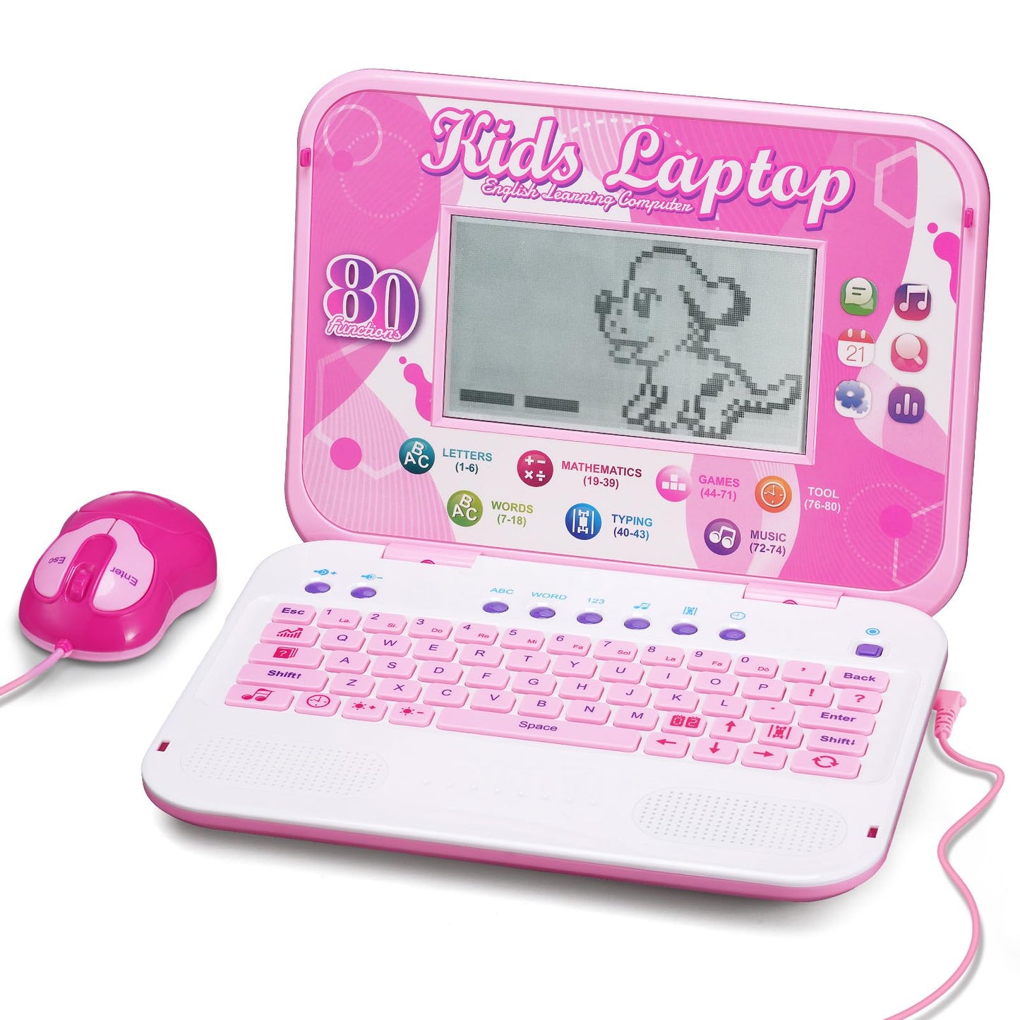 LESHITIAN Kids Laptop – 80 Learning Modes, 7-Inch Screen, Educational Laptop for Kids 5+