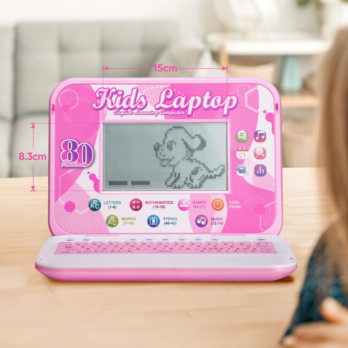 LESHITIAN Kids Laptop – 80 Learning Modes, 7-Inch Screen, Educational Laptop for Kids 5+