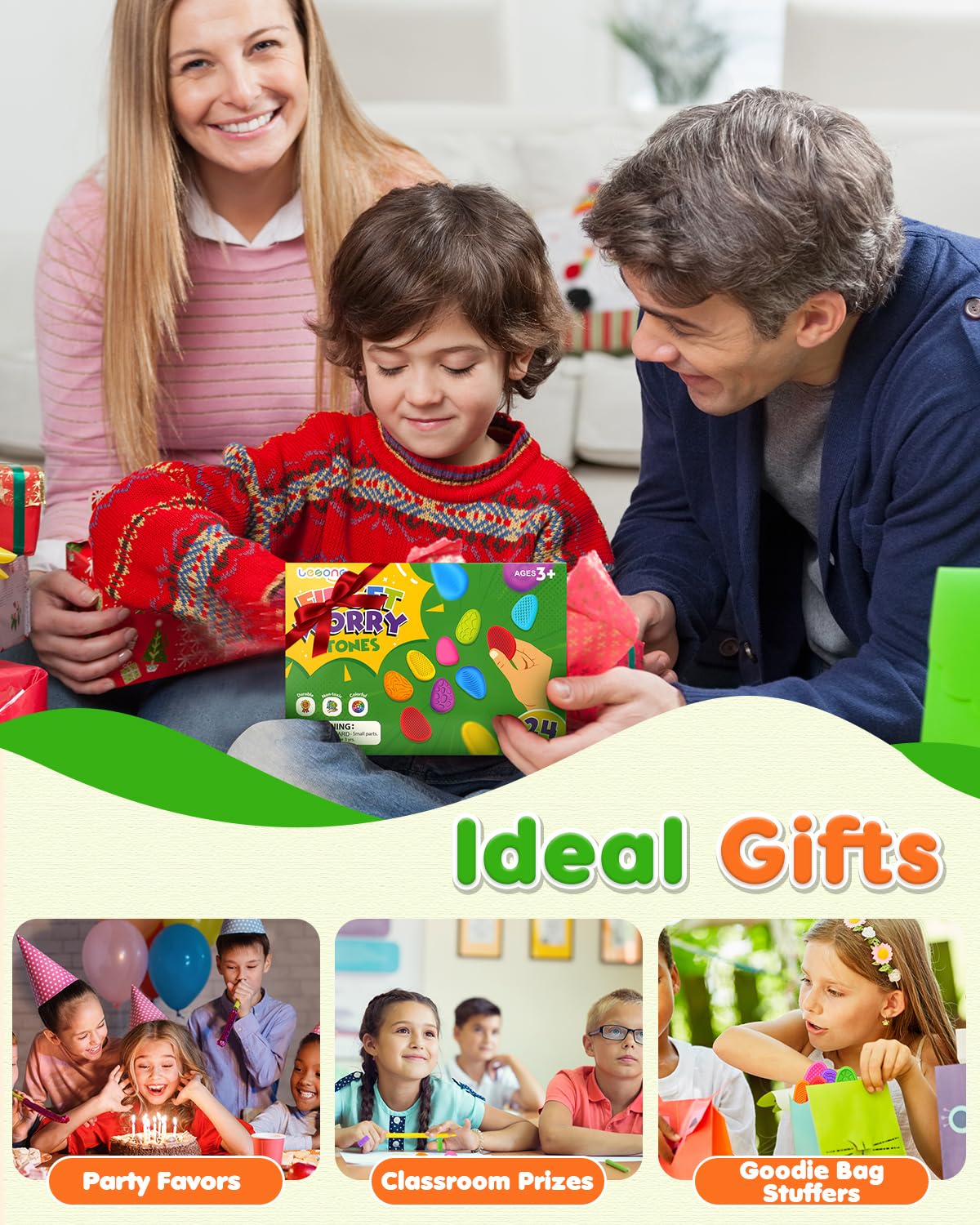 LESONG Fidget Toys: Sensory Stone 24 Pack – Quiet Worry Stones for Kids & Adults